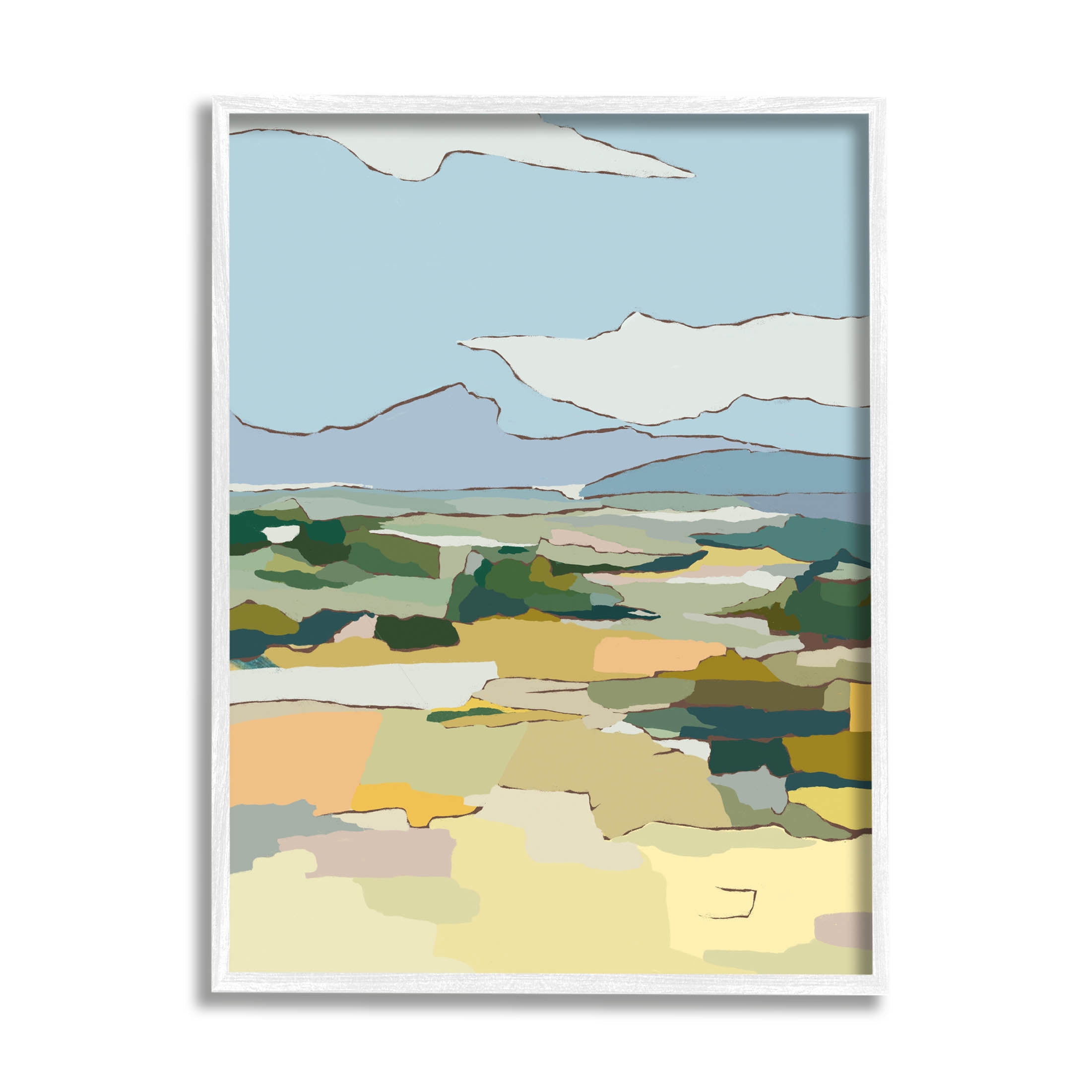 Stupell Industries Rural Pasture Abstract Field Graphic Art White Framed Art Print Wall Art, Design by Nikita Jariwala