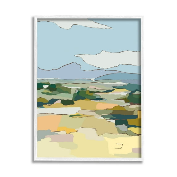 Stupell Industries Rural Pasture Abstract Field Graphic Art White Framed Art Print Wall Art, Design by Nikita Jariwala