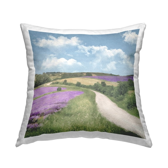Stupell Industries Rural Path Landscape Square Decorative Printed Throw Pillow, 18 x 18