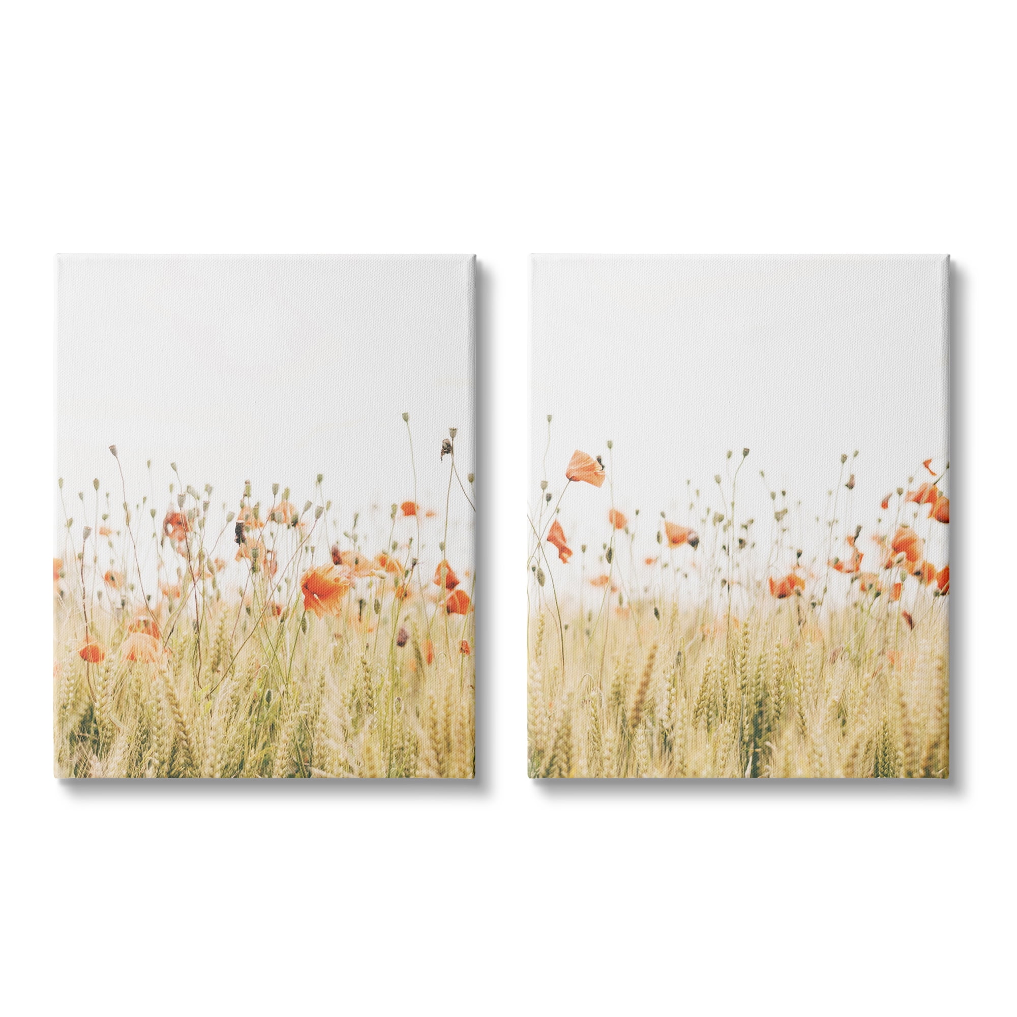 Stupell Industries Rural Poppy Field Landscape Photography Gallery Wrapped Canvas Art Print Wall Art, 16 x 20, Set of 2
