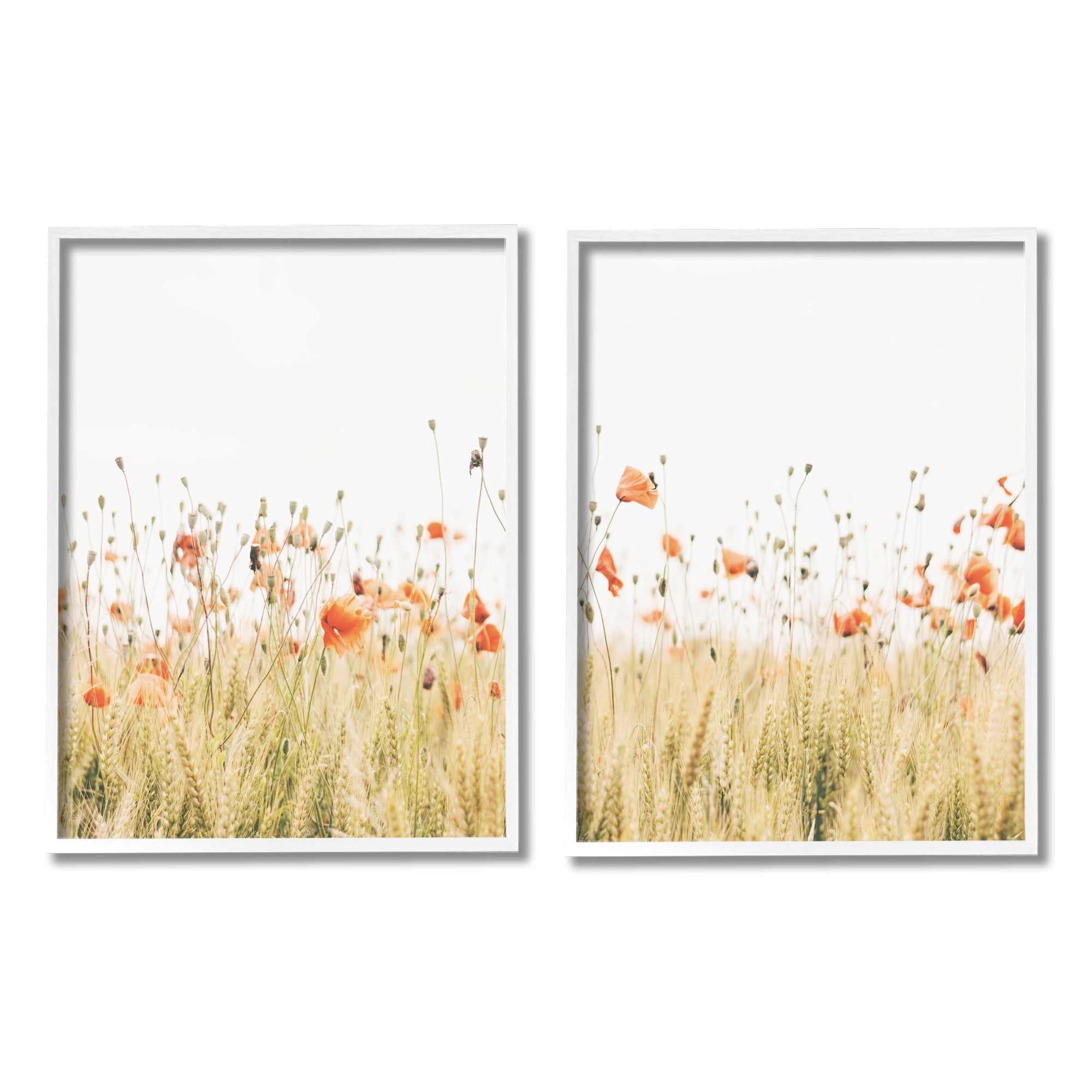 Stupell Industries Rural Poppy Field Landscape Photography White Framed Art Print Wall Art, 16 x 20