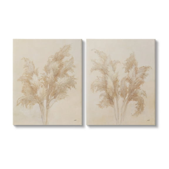 Stupell Industries Rural Reeds Studies Botanical & Floral Drawing Gallery Wrapped Canvas Art Print Wall Art, 16 x 20, Set of 2