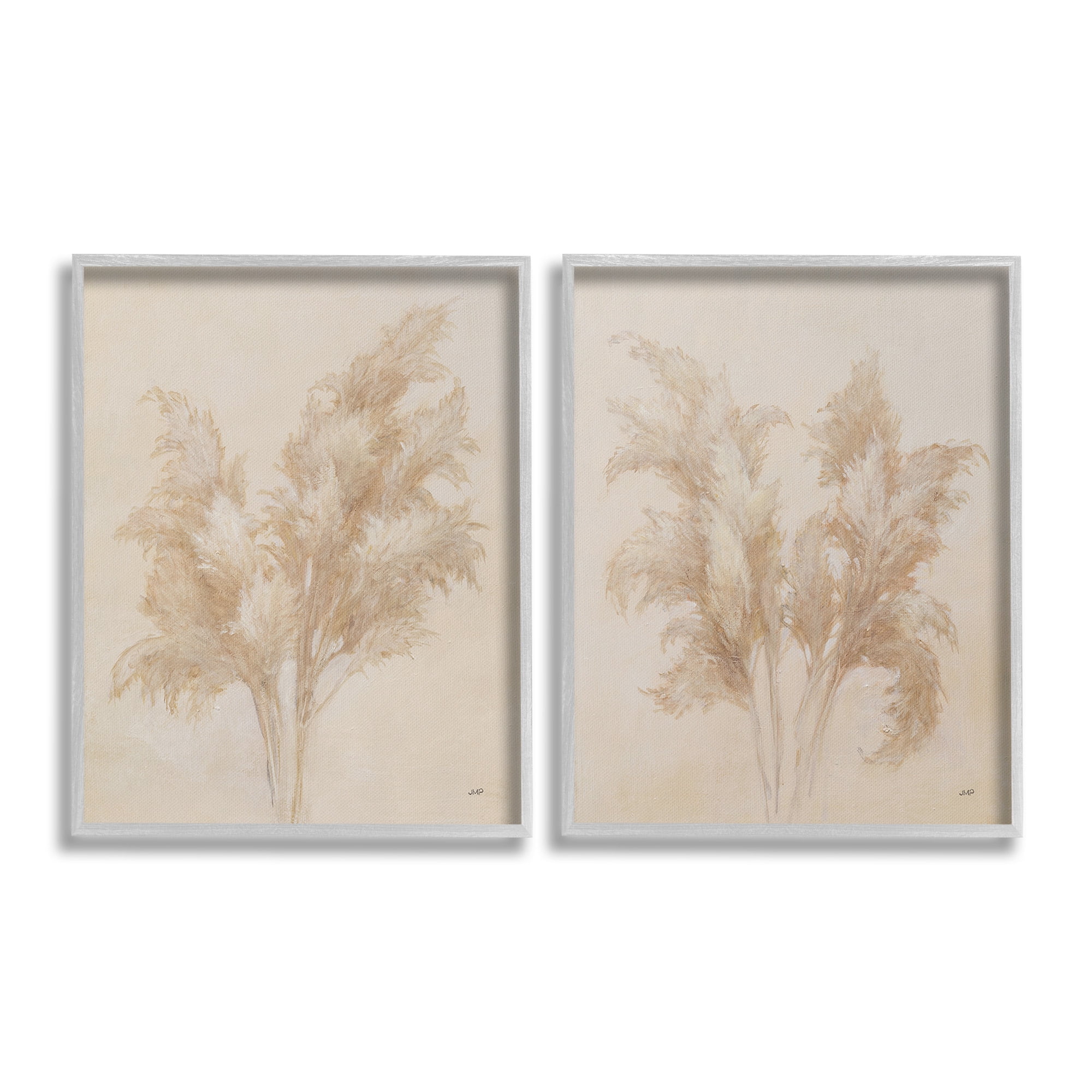 Stupell Industries Rural Reeds Studies Botanical & Floral Drawing Gray Framed Art Print Wall Art, 11 x 14, Set of 2