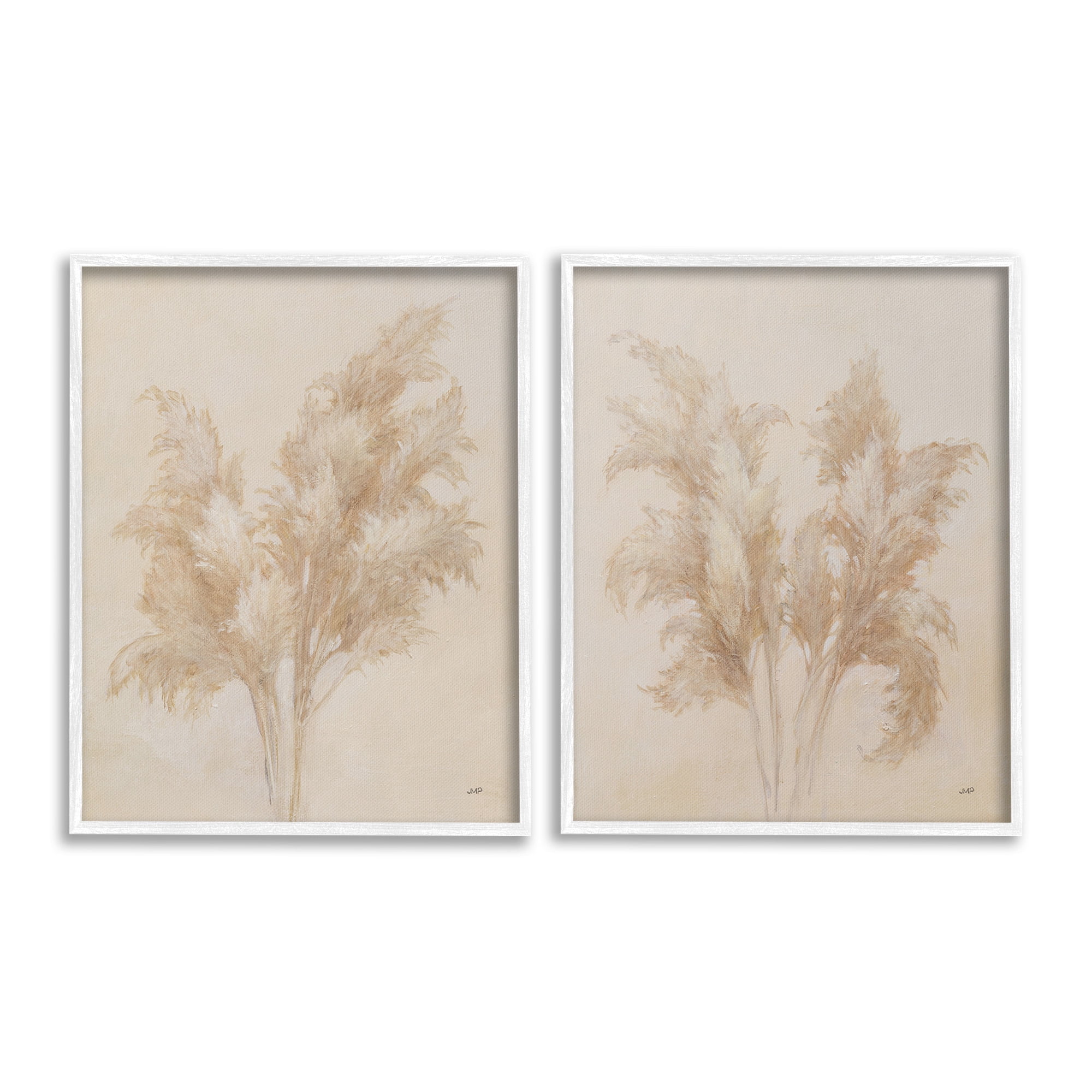Stupell Industries Rural Reeds Studies Botanical & Floral Drawing White Framed Art Print Wall Art, 24 x 30, Set of 2