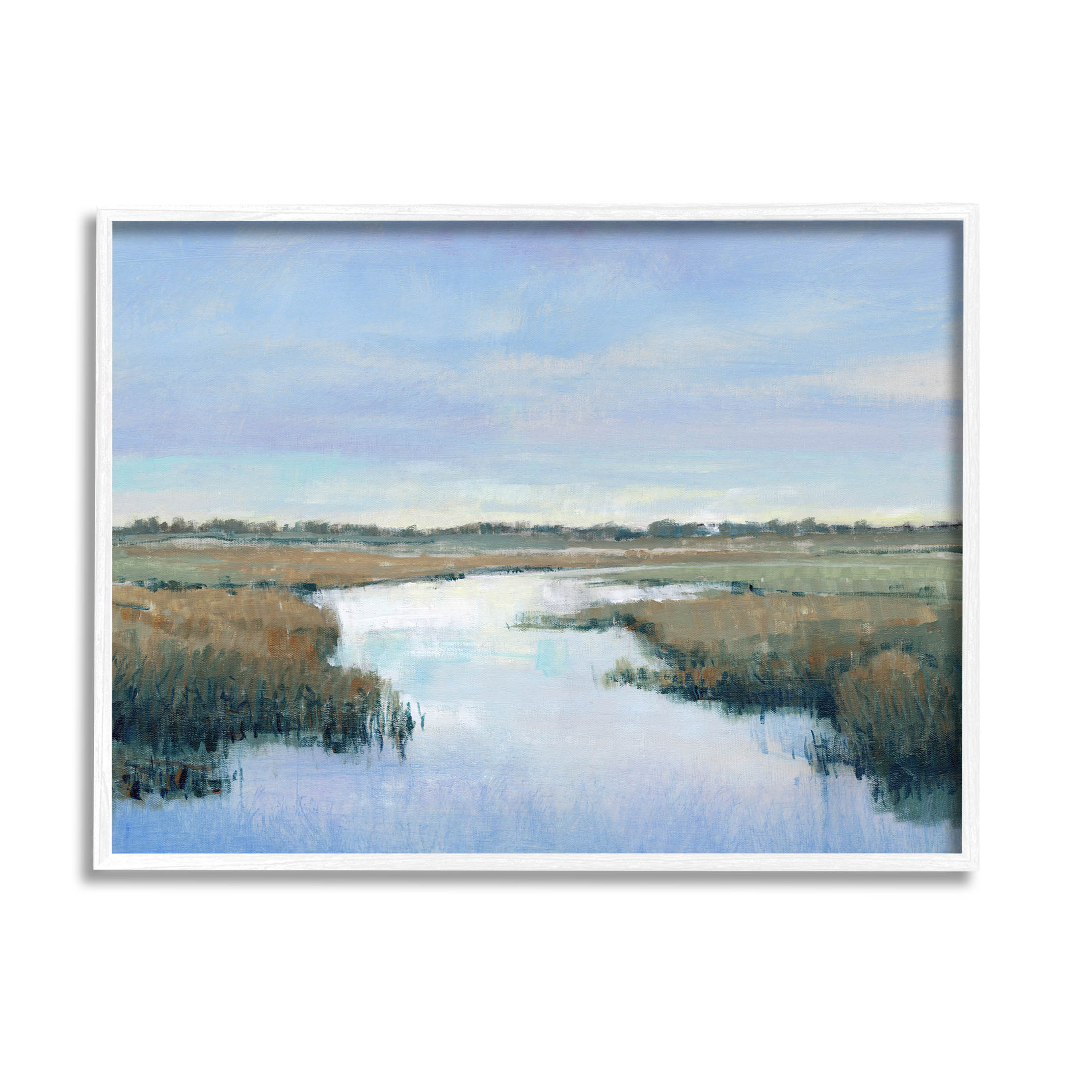 Stupell Industries Rural River Countryside Marsh Landscape Painting White Framed Art Print Wall Art, Design by Tim OToole