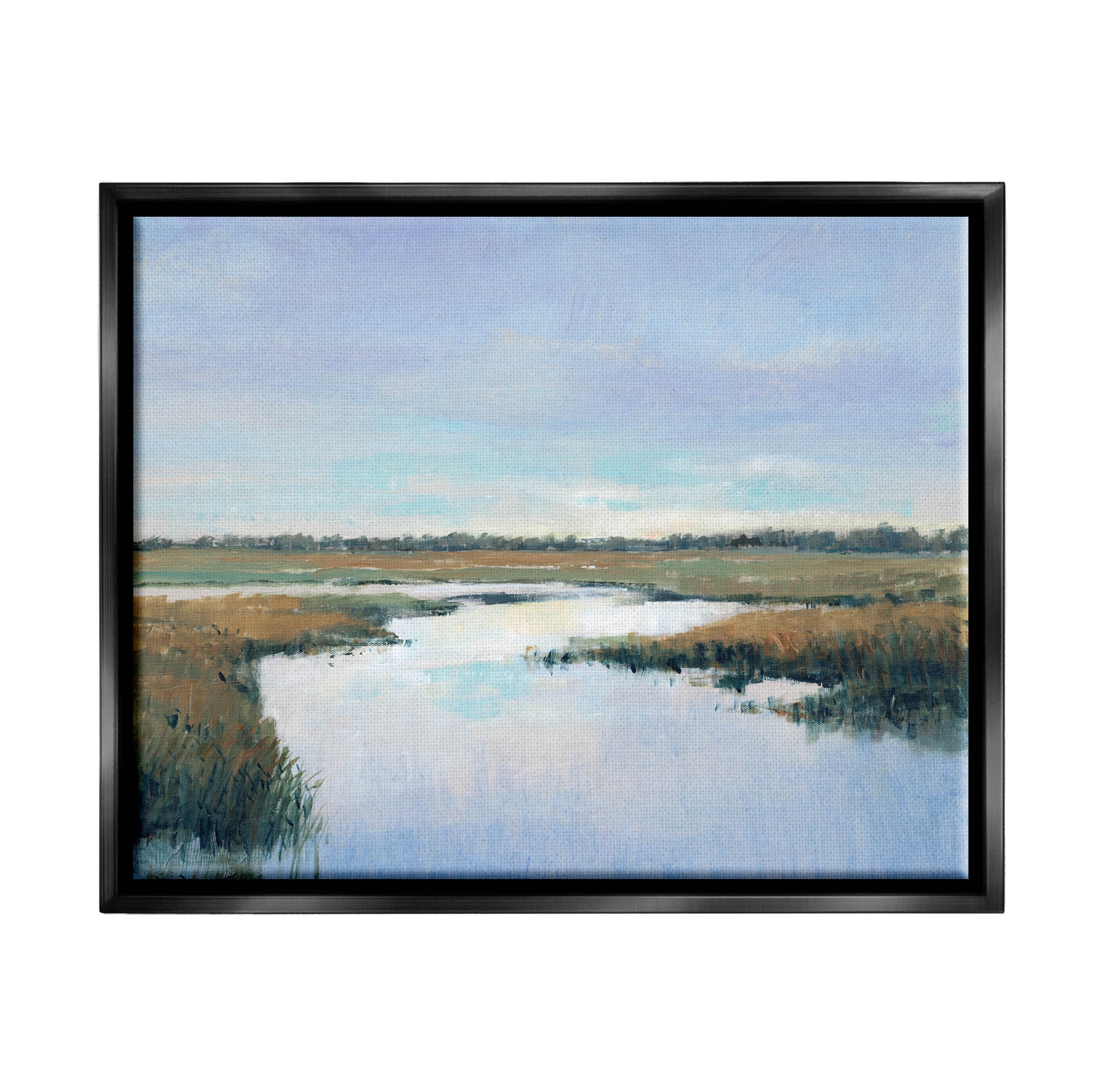 Jet Black Framed Tranquil River Landscape Canvas Print, 21 x 17 in