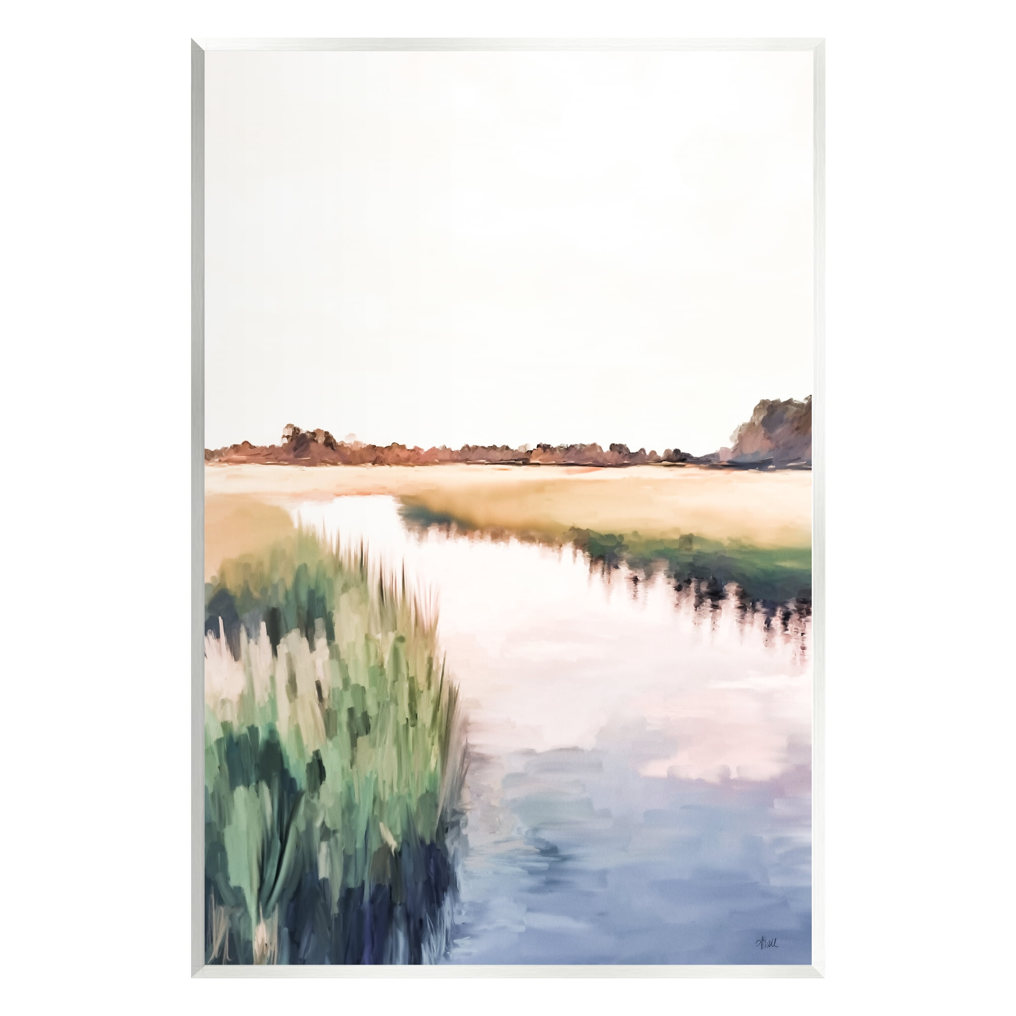 Stupell Industries Rural River Horizon Nature Painting Unframed Art Print Wall Art, 10 x 15
