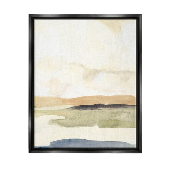 Stupell Industries Rural River Landscape Scenery Painting Jet Black Floating Framed Canvas Print Wall Art, Design by Annie Warren