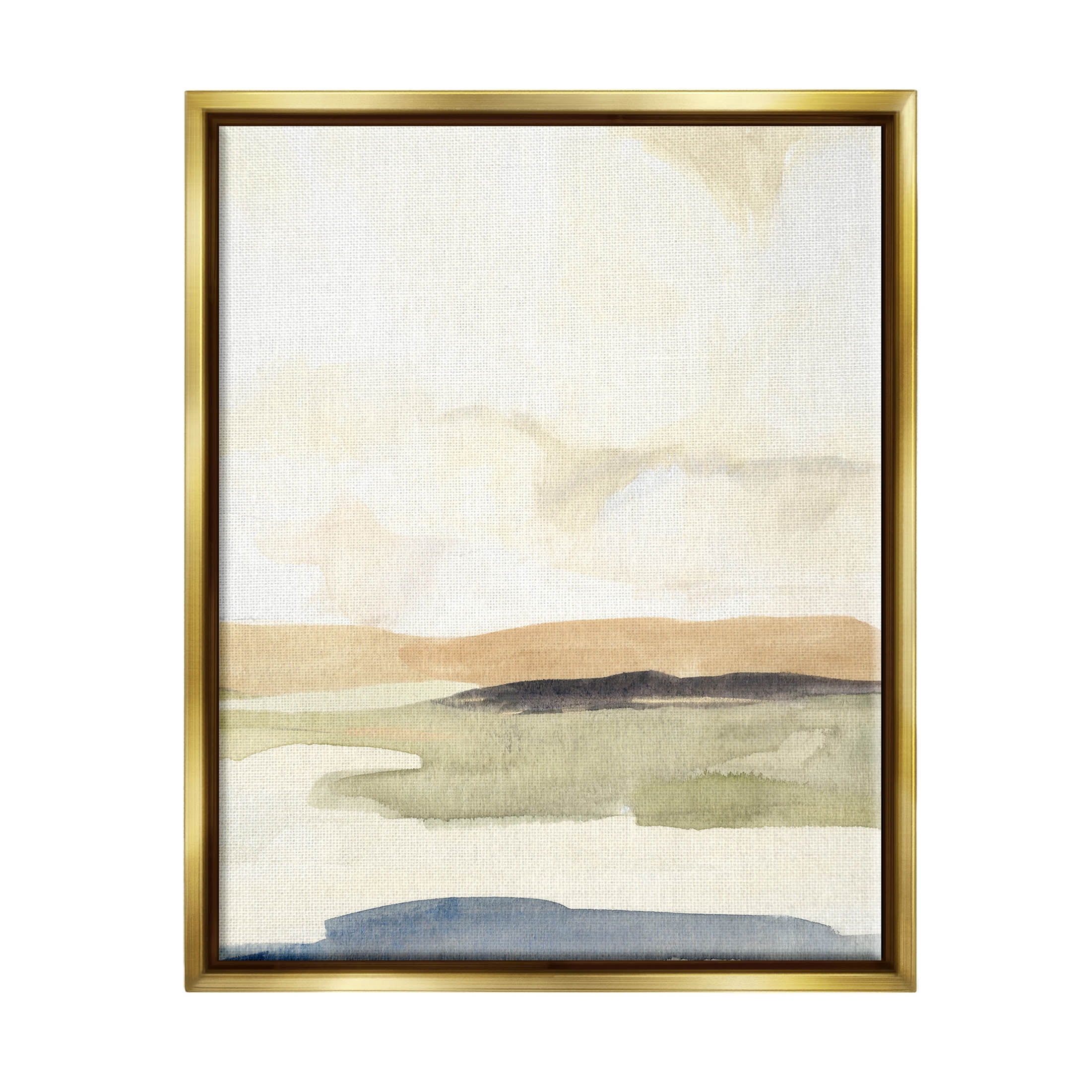 Stupell Industries Rural River Landscape Scenery Painting Metallic Gold Floating Framed Canvas Print Wall Art, Design by Annie Warren