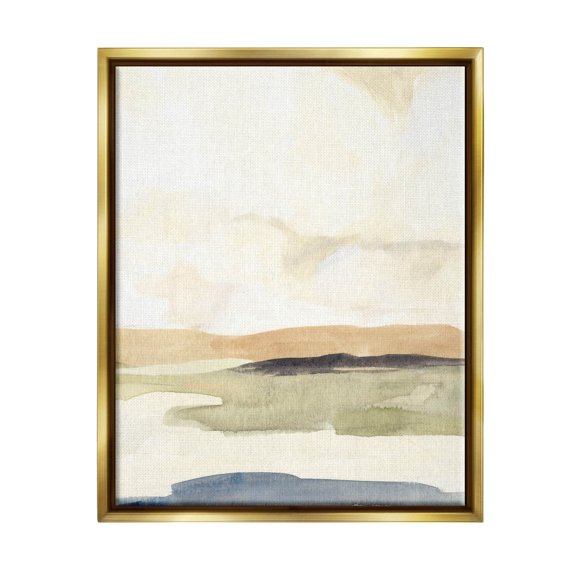 Stupell Industries Rural River Landscape Scenery Painting Metallic Gold Floating Framed Canvas Print Wall Art, Design by Annie Warren