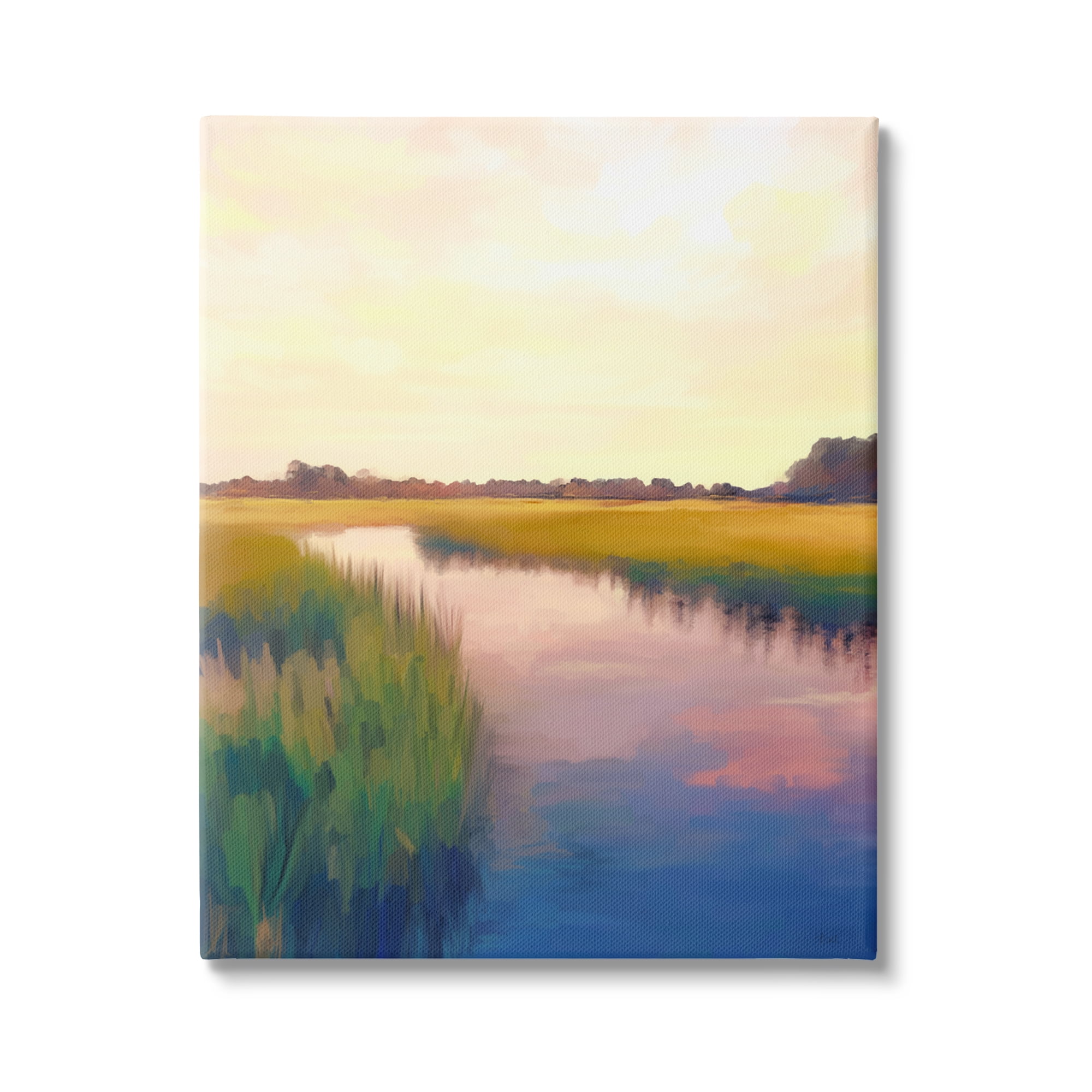 Stupell Industries Rural River Sunrise Nature Painting Gallery Wrapped Canvas Print Wall Art, 30 x 40
