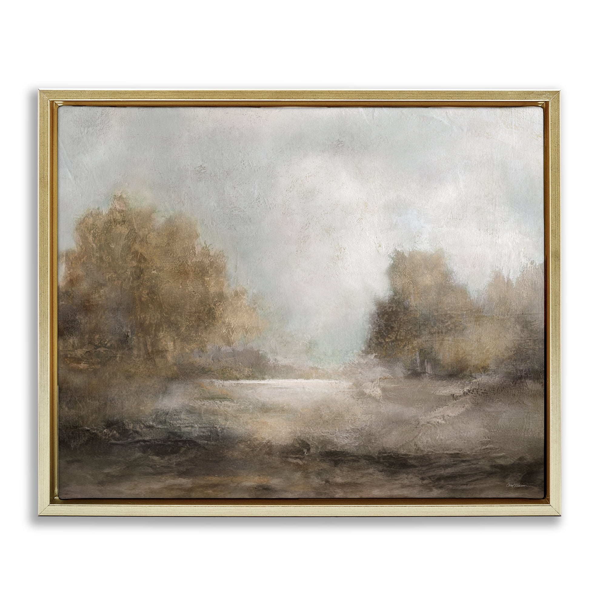 Stupell Industries Rural Scenic Atmosphere Landscape & Nature Painting Gold Floater Framed Canvas Art Print Wall Art, 31 x 25