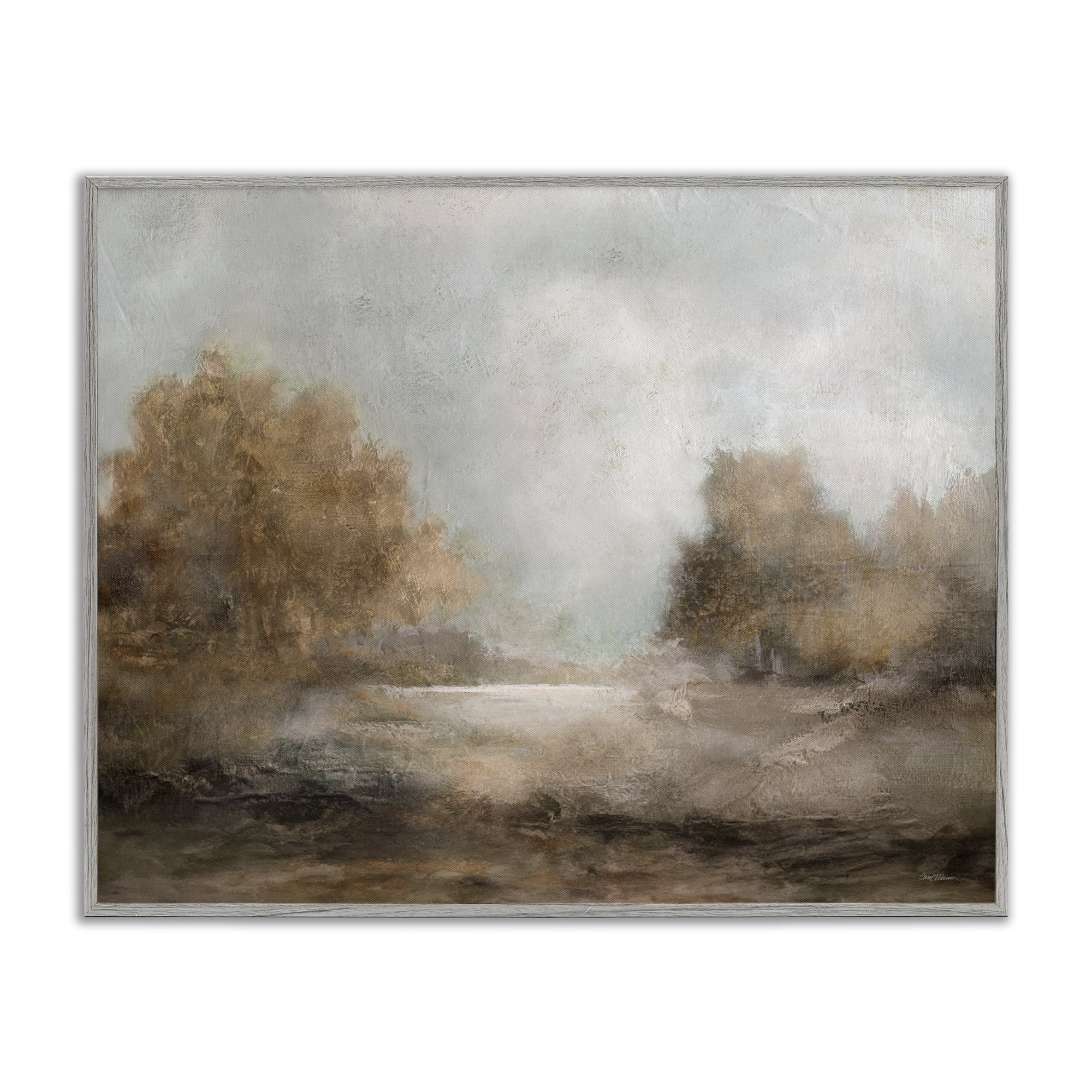 Stupell Industries Rural Scenic Atmosphere Landscape & Nature Painting Gray Framed Art Print Wall Art, 14 x 11