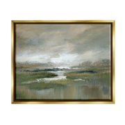 Stupell Industries Rural Stream Nature Landscape Landscape Painting Gold Floater Framed Art Print Wall Art