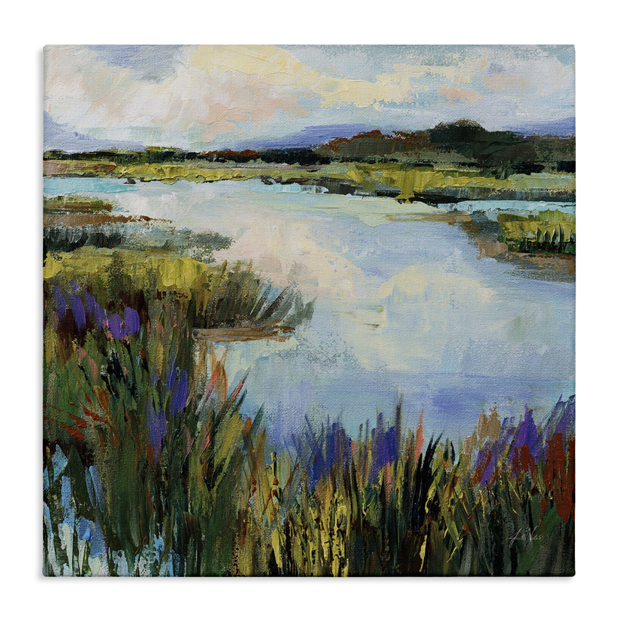 Stupell Industries Rural Stream Nature Landscape Painting Gallery Wrapped Canvas Art Print Wall Art, 24 x 24