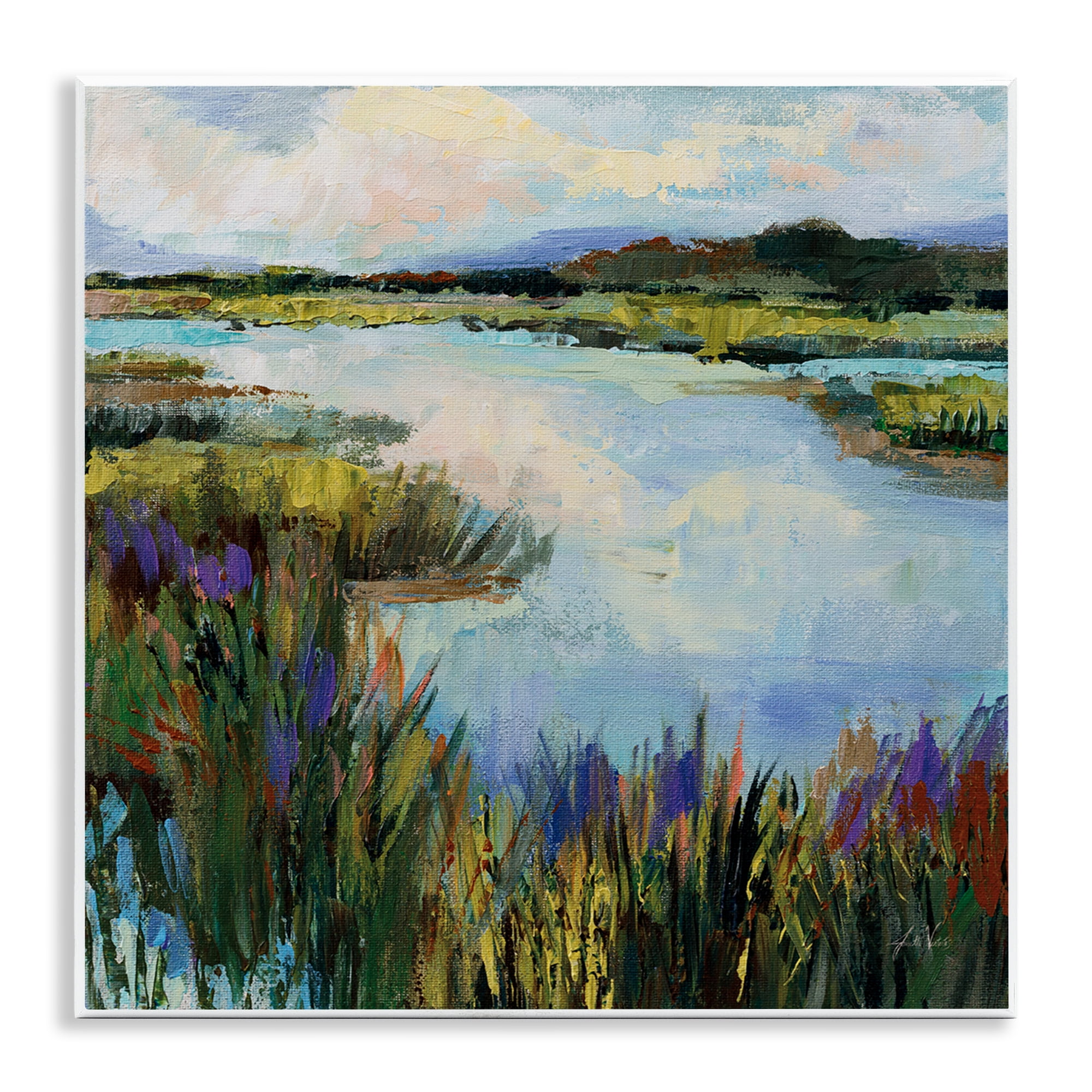 Stupell Industries Rural Stream Nature Landscape Painting Unframed Art Print Wall Art, 12 x 12