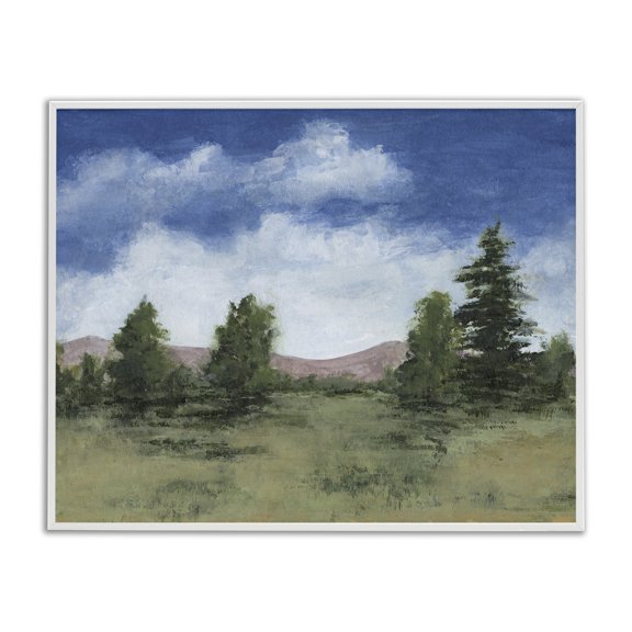 Stupell Industries Rural Trees & Vivid Clouds Landscape & Nature Painting White Framed Art Print Wall Art, 14 x 11