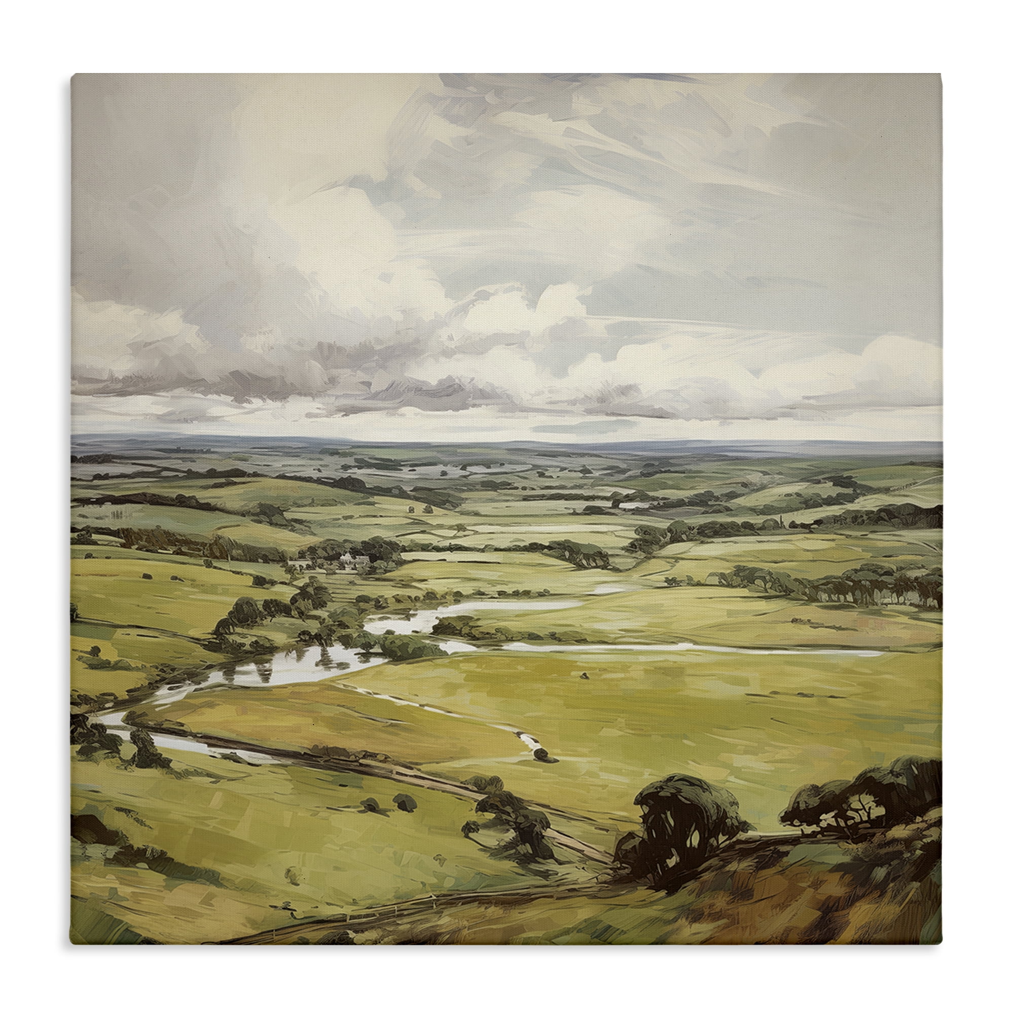 Stupell Industries Rural Tributaries Overlook Landscape & Nature Painting Wrapped Canvas Art Print Wall Art, 24 x 24