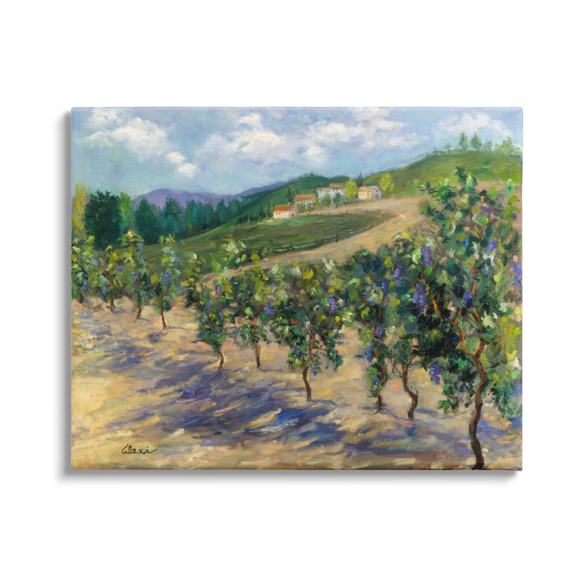 Stupell Industries Rural Vineyard Painting Landscape Painting Gallery Wrapped Canvas Art Print Wall Art, 40 x 30