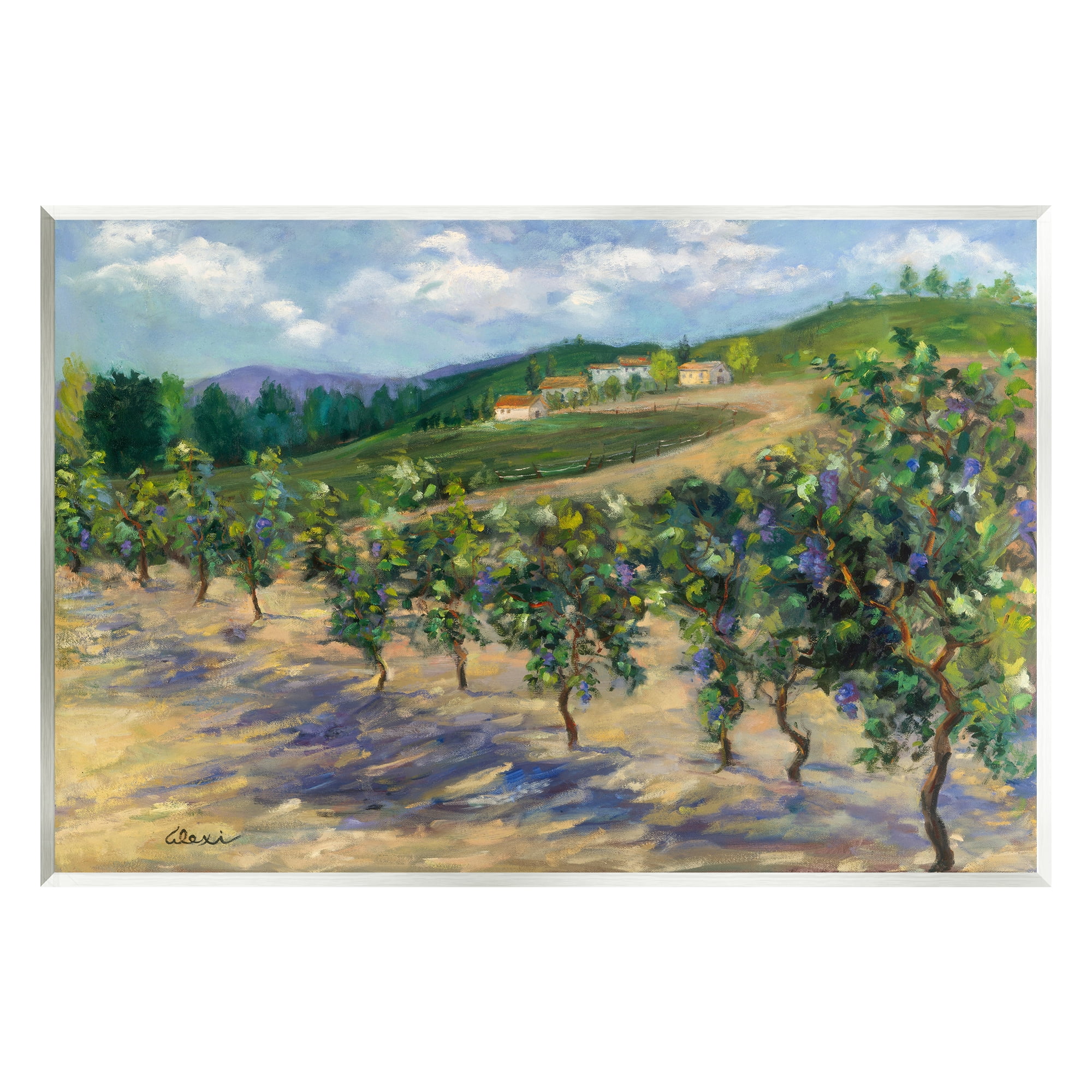 Stupell Industries Rural Vineyard Painting Landscape Painting Unframed Art Print Wall Art, 19 x 13