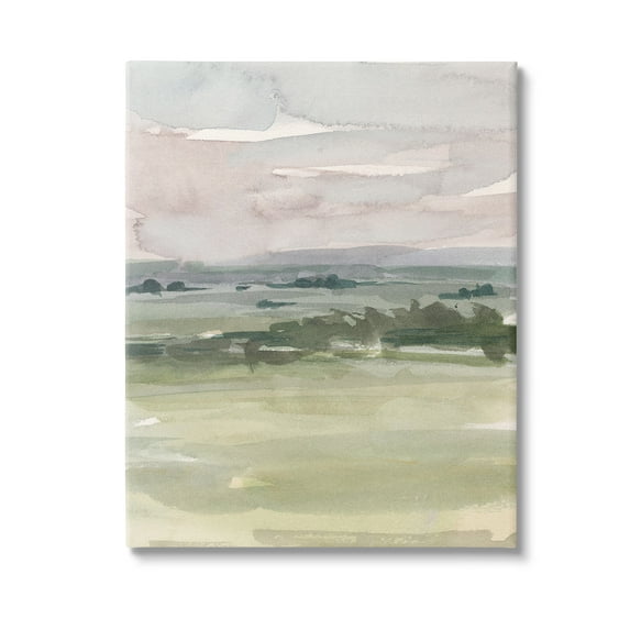 Stupell Industries Rural Watercolor Landscape Landscape Painting Gallery Wrapped Canvas Art Print Wall Art, 36 x 48
