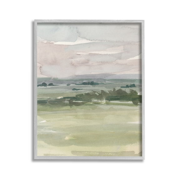 Stupell Industries Rural Watercolor Landscape Landscape Painting Gray Framed Art Print Wall Art, 24 x 30