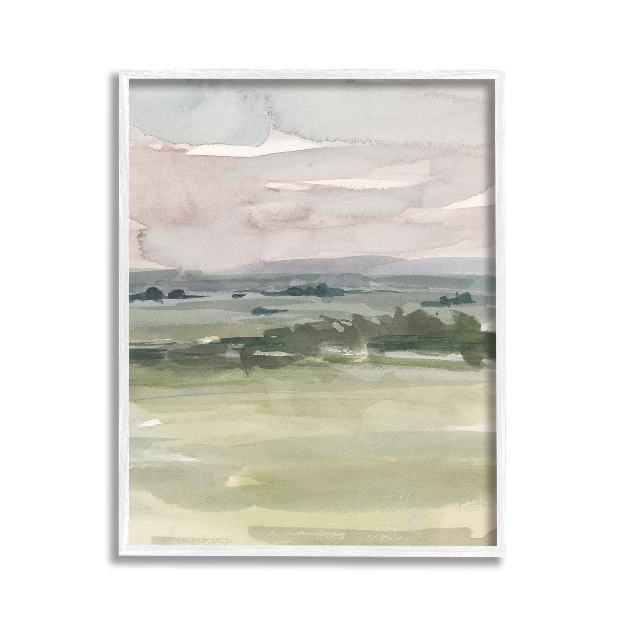 Stupell Industries Rural Watercolor Landscape Landscape Painting White Framed Art Print Wall Art, 11 x 14