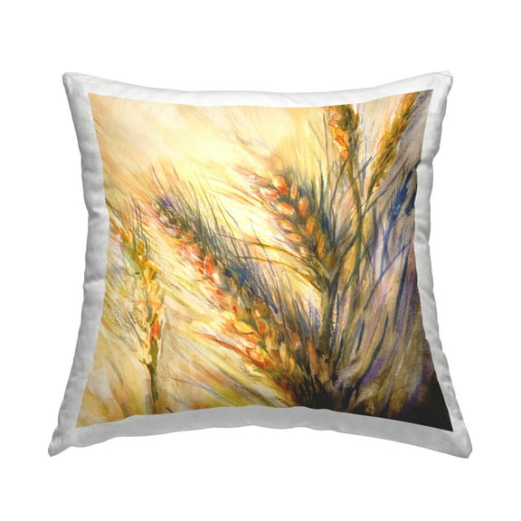 Stupell Industries Rural Wheat Sprigs Country Grains Square Decorative Printed Throw Pillow, 18 x 18,