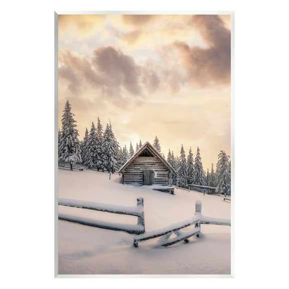 Stupell Industries Rural Winter Cabin Landscape Photography Unframed Art Print Wall Art, 10 x 15