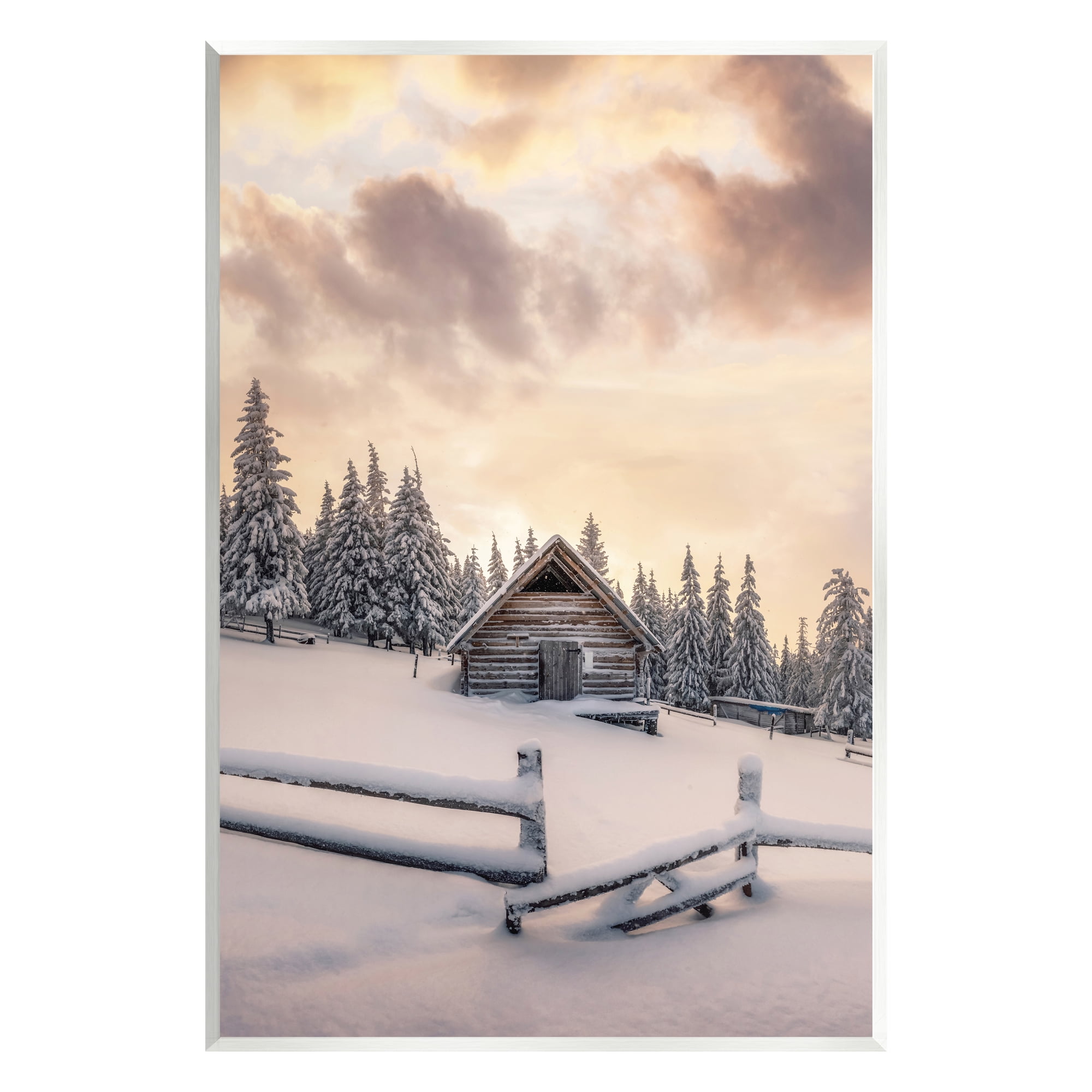 Stupell Industries Rural Winter Cabin Landscape Photography Unframed Art Print Wall Art, 13 x 19