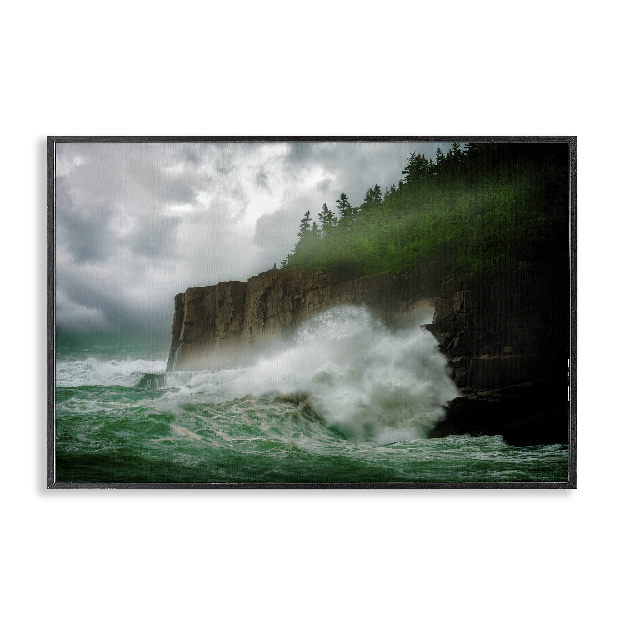 Stupell Industries Rushing Water Crashing Nautical & Beach Photography Black Framed Art Print Wall Art, 24 x 16
