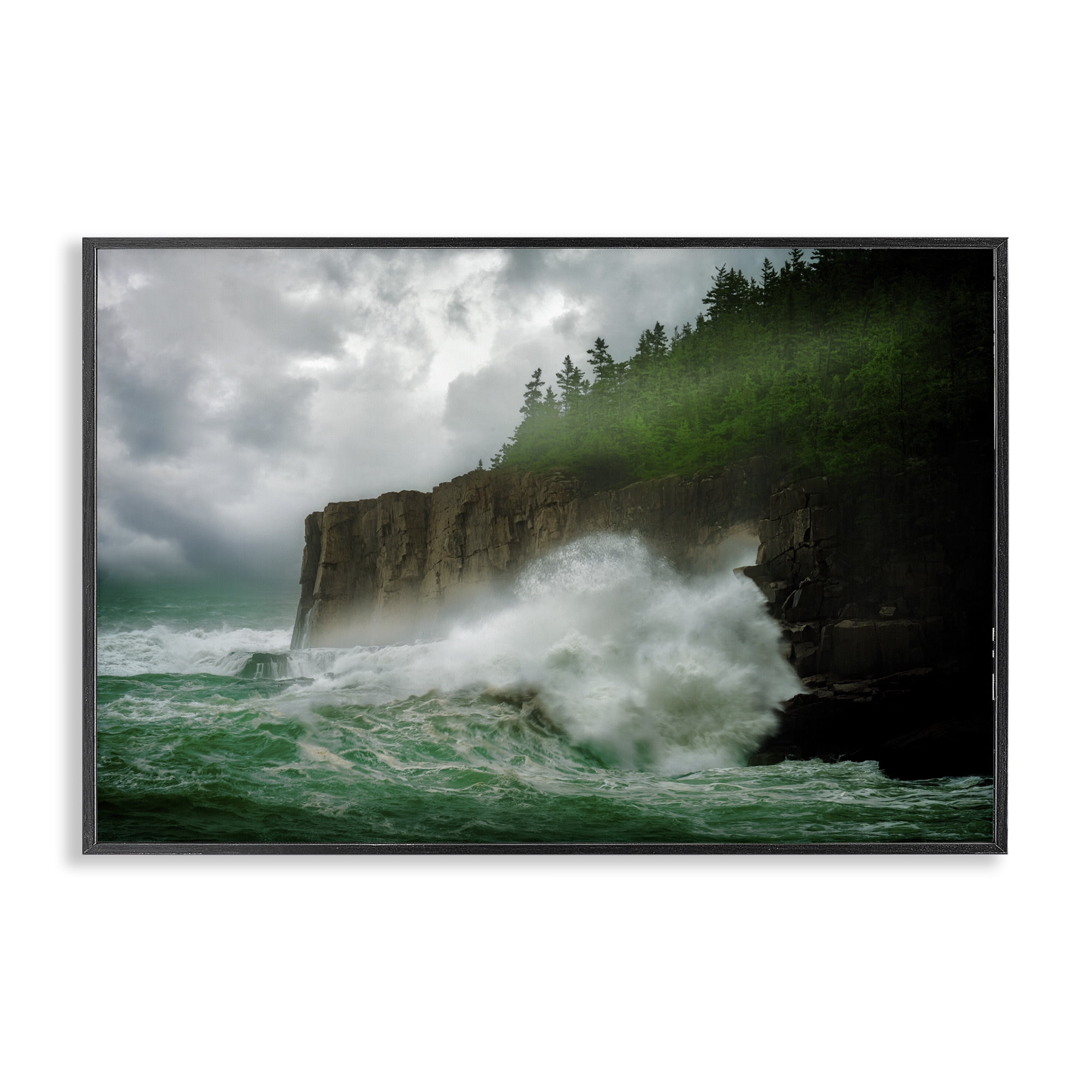 Stupell Industries Rushing Water Crashing Nautical & Beach Photography Black Framed Art Print Wall Art, 30 x 20