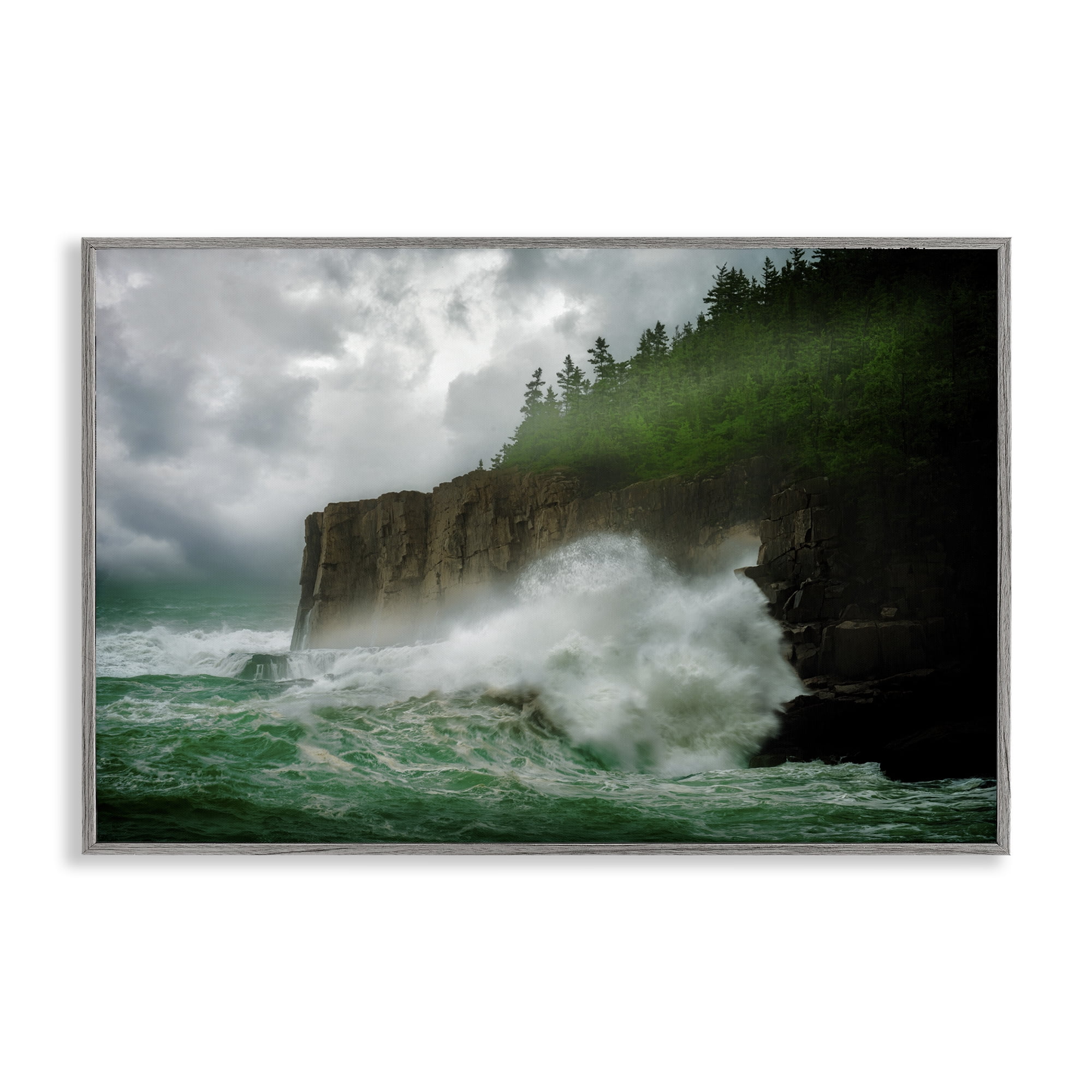 Stupell Industries Rushing Water Crashing Nautical & Beach Photography Gray Framed Art Print Wall Art, 30 x 20