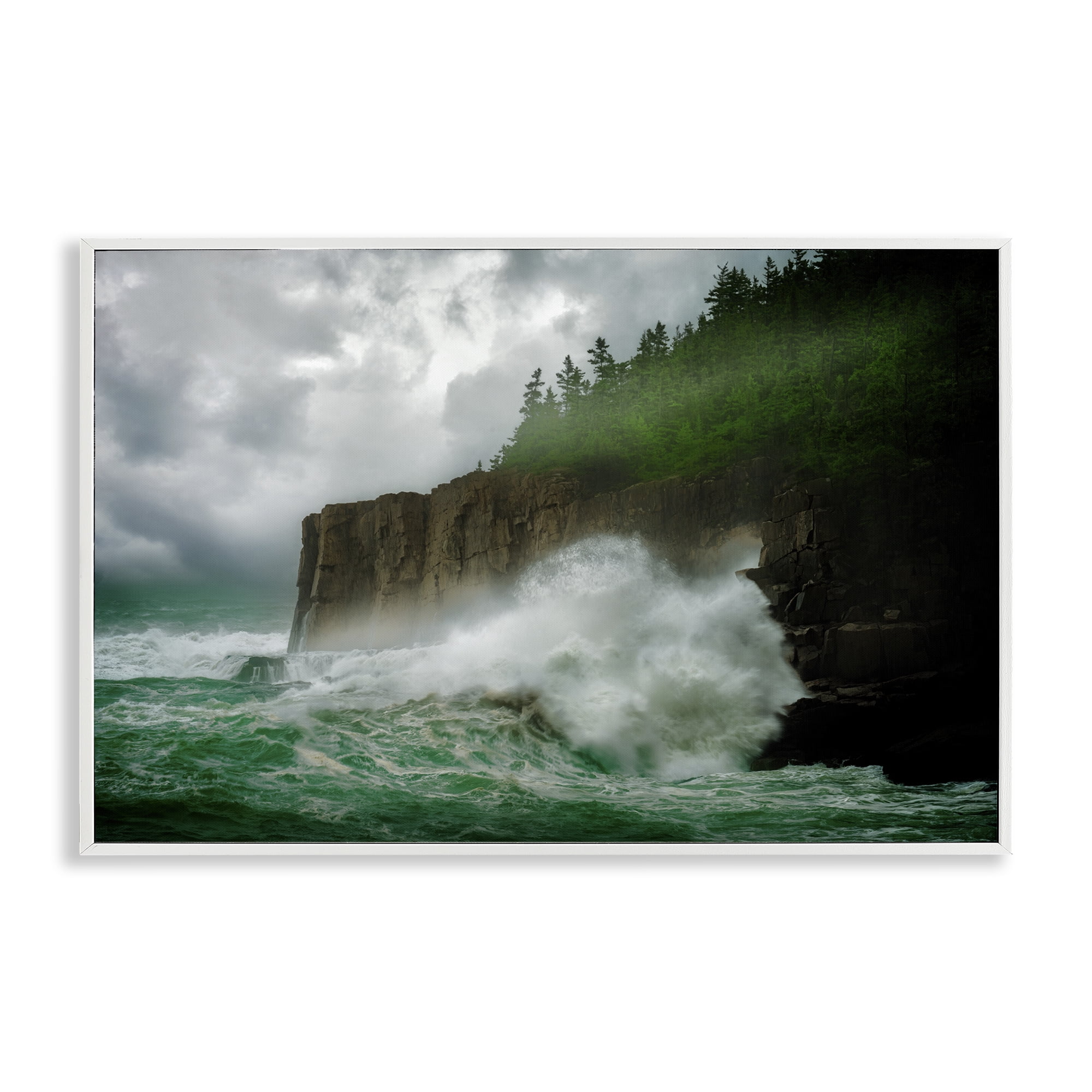 Stupell Industries Rushing Water Crashing Nautical & Beach Photography White Framed Art Print Wall Art, 30 x 20
