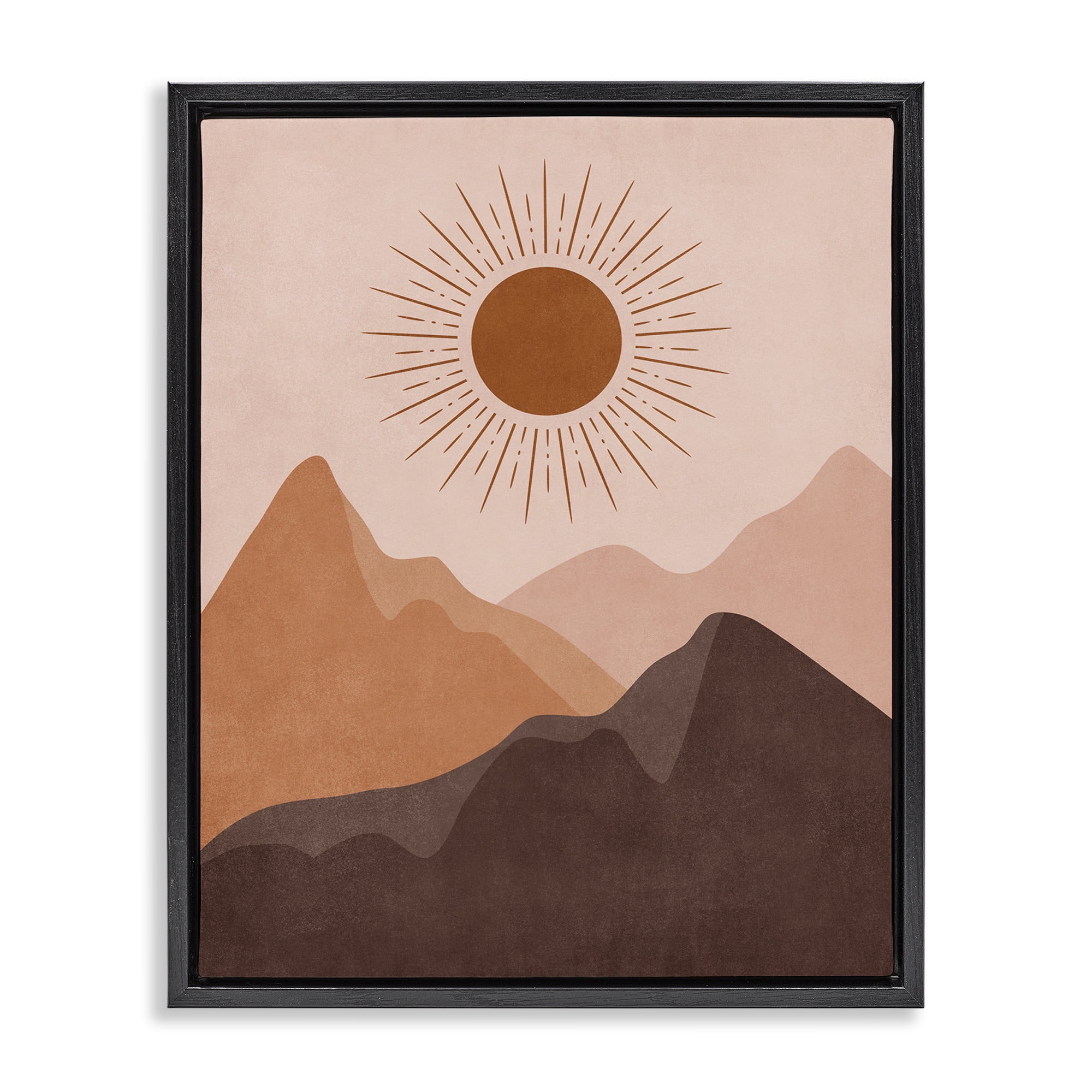 Stupell Industries Rust Boho Mountains Landscape & Nature Painting Black Floater Framed Canvas Art Print Wall Art, 17 x 21