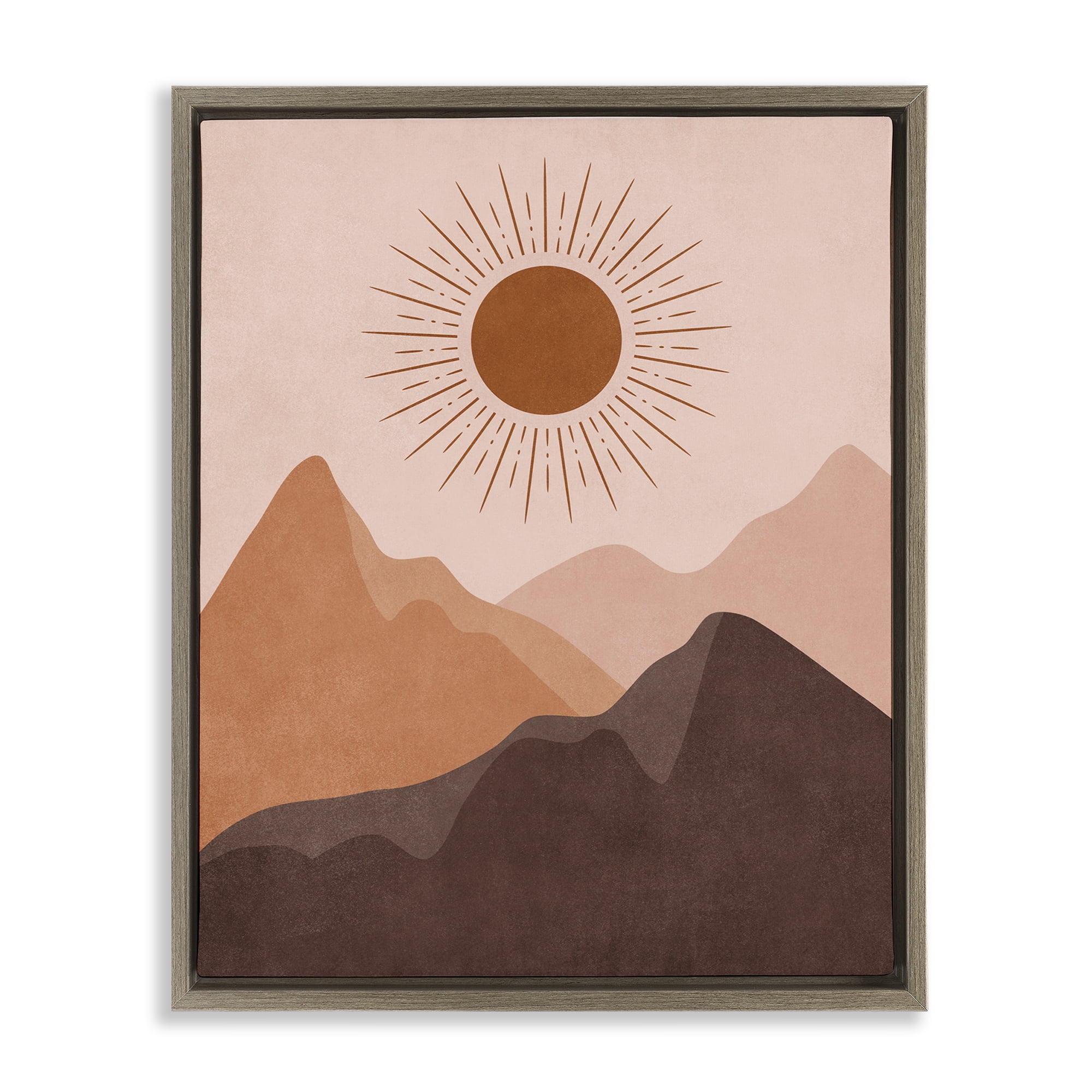 Stupell Industries Rust Boho Mountains Landscape & Nature Painting Brown Floater Framed Canvas Art Print Wall Art, 25 x 31