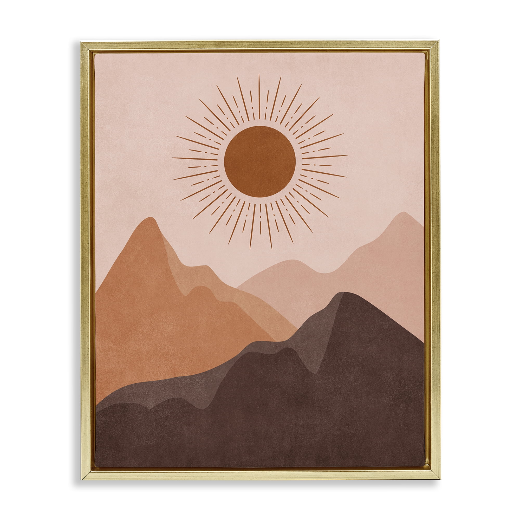 Stupell Industries Rust Boho Mountains Landscape & Nature Painting Gold Floater Framed Canvas Art Print Wall Art, 25 x 31