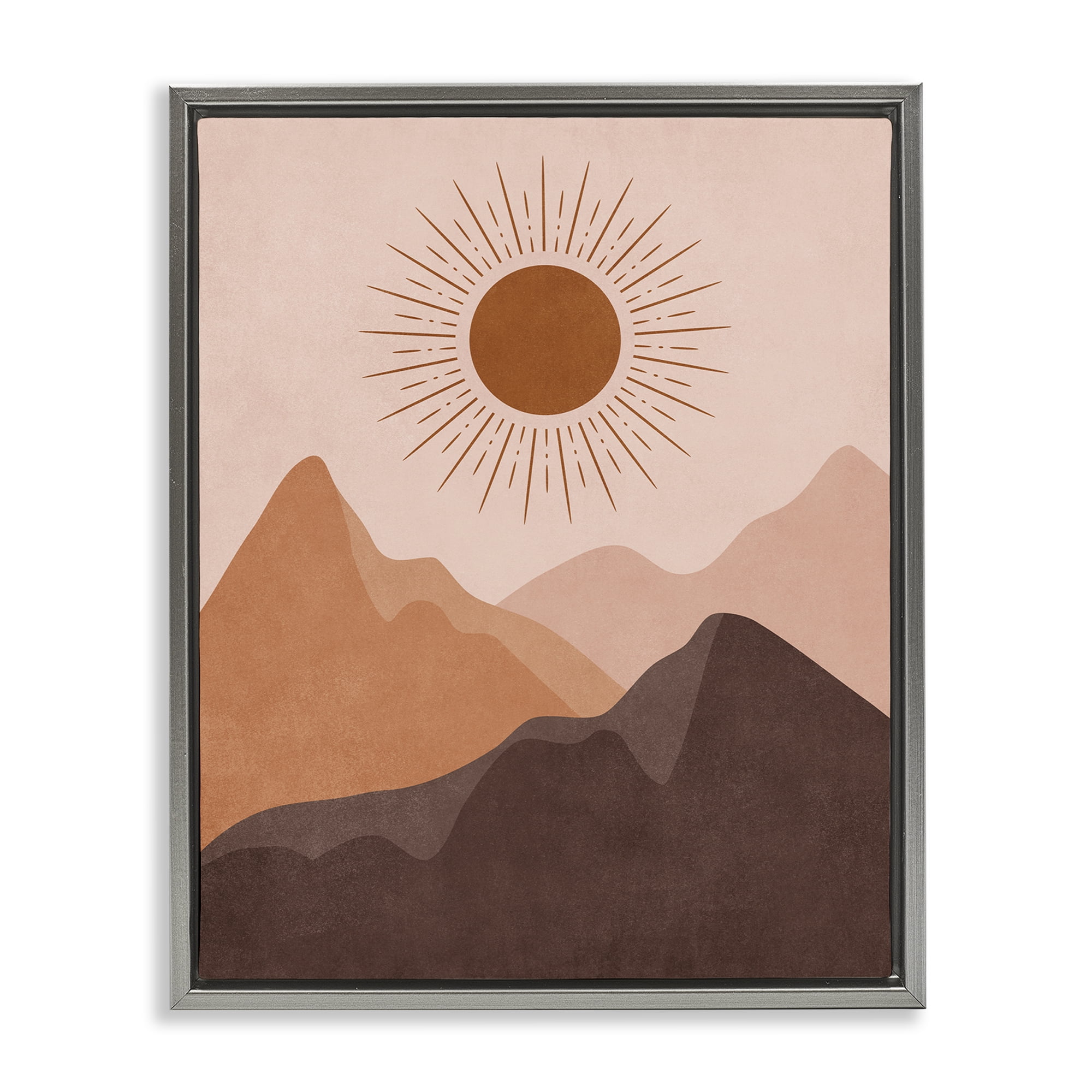 Stupell Industries Rust Boho Mountains Landscape & Nature Painting Gray Floater Framed Canvas Art Print Wall Art, 17 x 21
