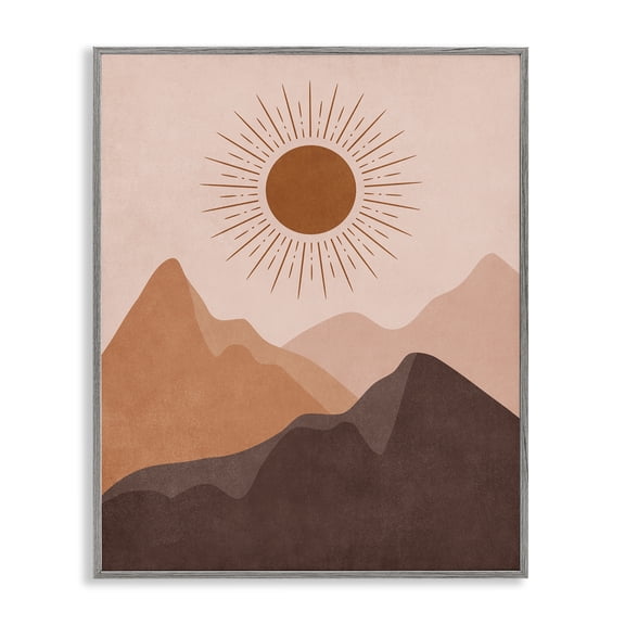 Stupell Industries Rust Boho Mountains Landscape & Nature Painting Gray Framed Art Print Wall Art, 16 x 20