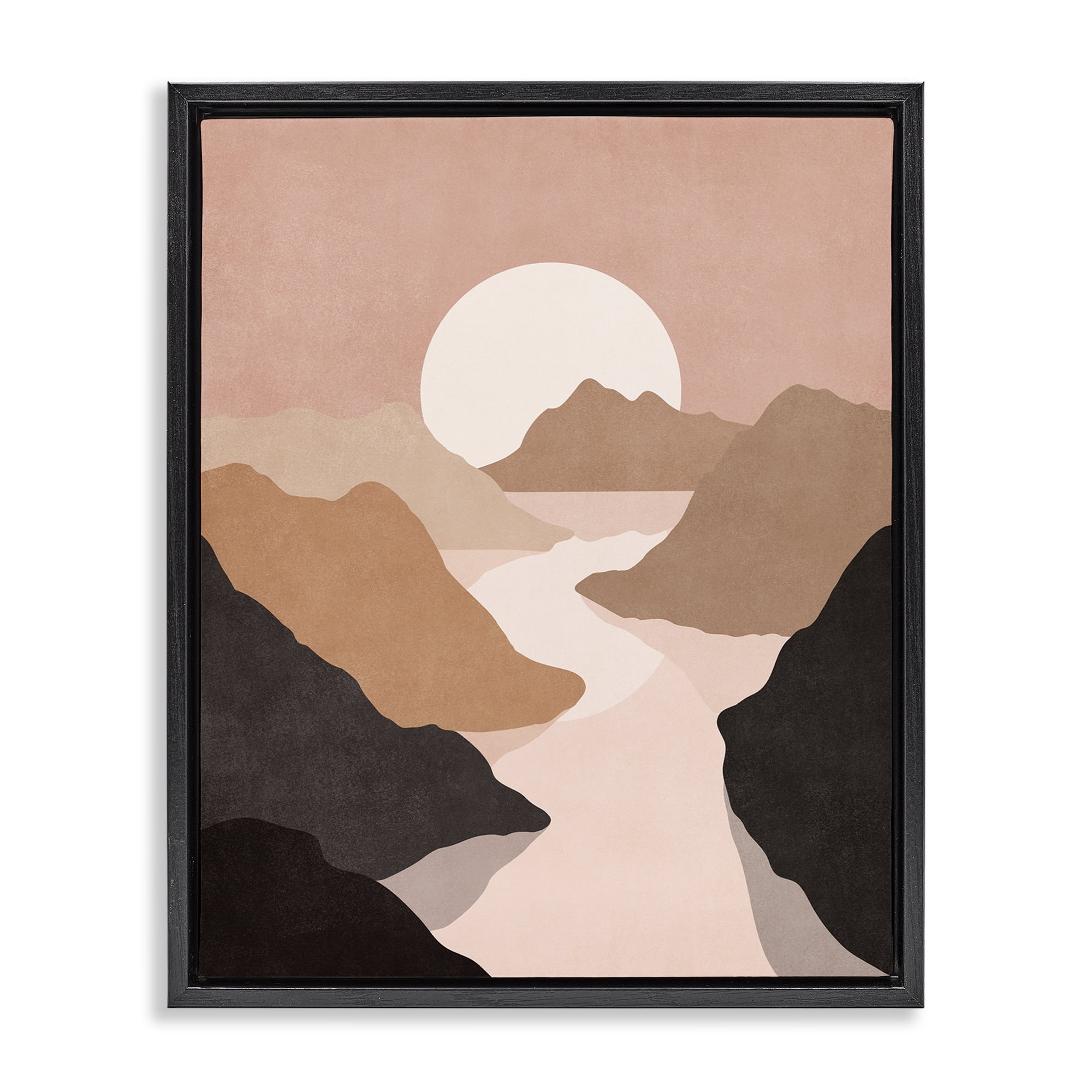 Stupell Industries Rust Boho Stream Landscape & Nature Painting Black Floater Framed Canvas Art Print Wall Art, 25 x 31