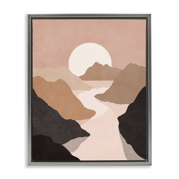 Stupell Industries Rust Boho Stream Landscape & Nature Painting Gray Floater Framed Canvas Art Print Wall Art, 25 x 31