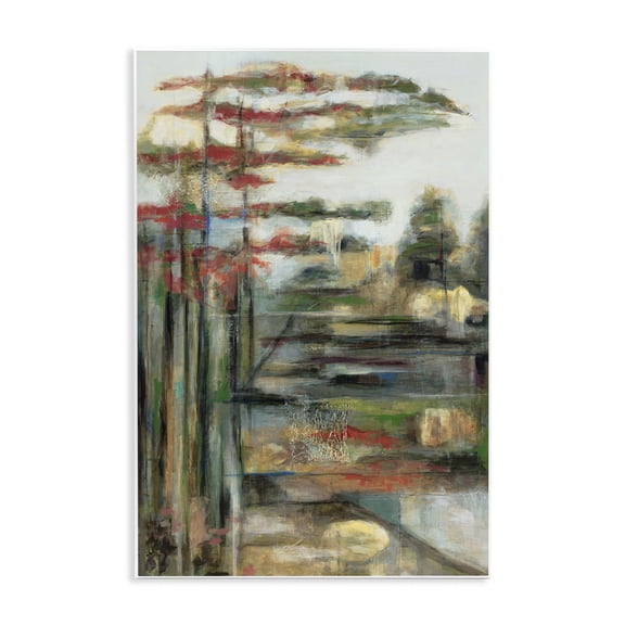 Stupell Industries Farmhouse Rustic Abstract Forest Landscape Linear Distortion Green Brown Wall Plaque Art, 13 x 19, by Stacey Pollard