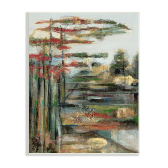 Stupell Industries Rustic Abstract Forest Landscape Linear Distortion Green Brown, 13 x 19, Designed by Stacy Pollard