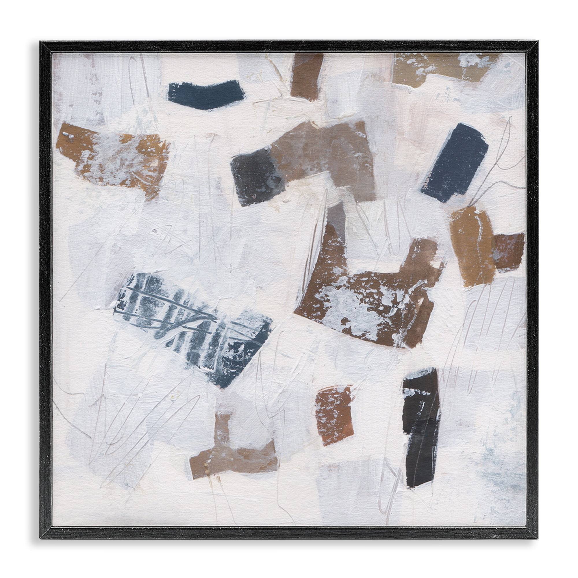 Stupell Industries Rustic Abstract Forms Abstract Painting Black Framed Art Print Wall Art, 12 x 12