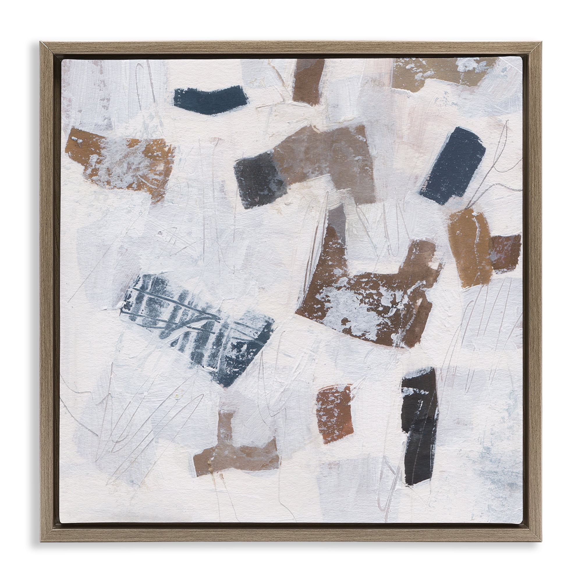 Stupell Industries Rustic Abstract Forms Abstract Painting Brown Floater Framed Canvas Art Print Wall Art, 25 x 25