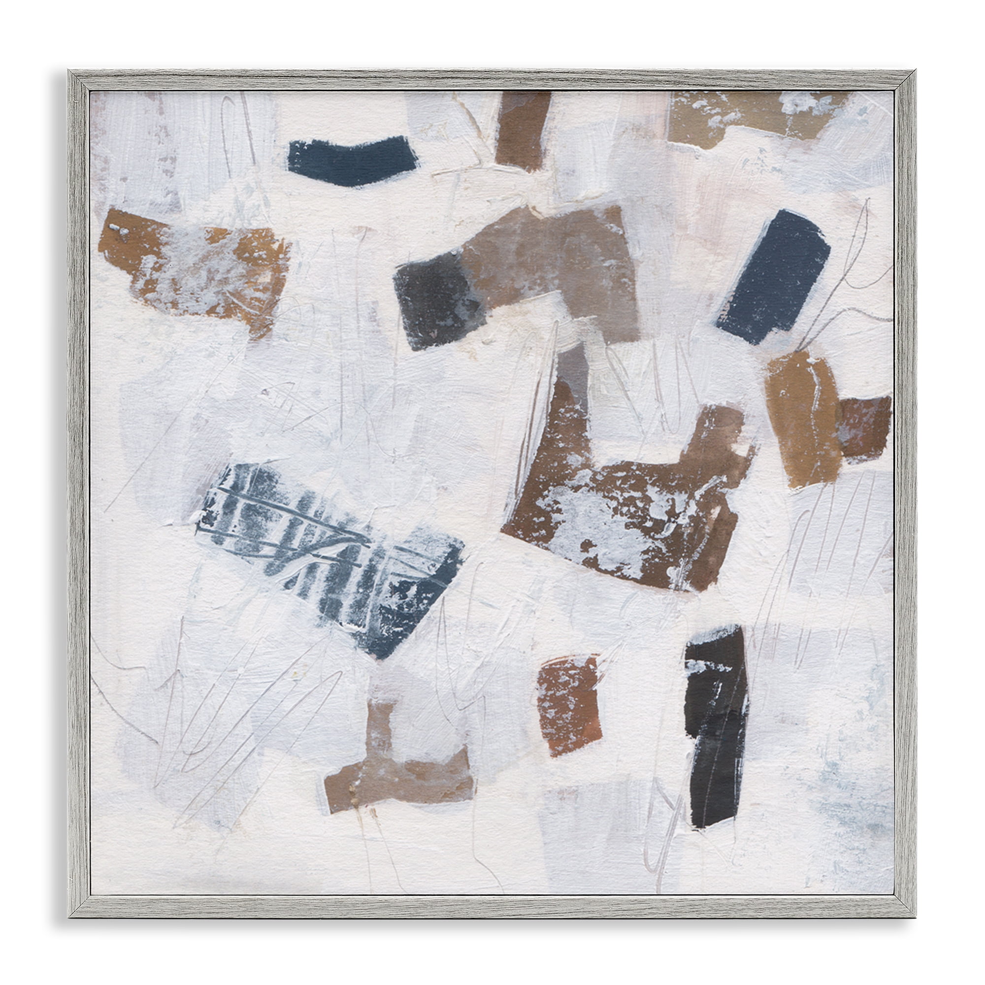 Stupell Industries Rustic Abstract Forms Abstract Painting Gray Framed Art Print Wall Art, 12 x 12