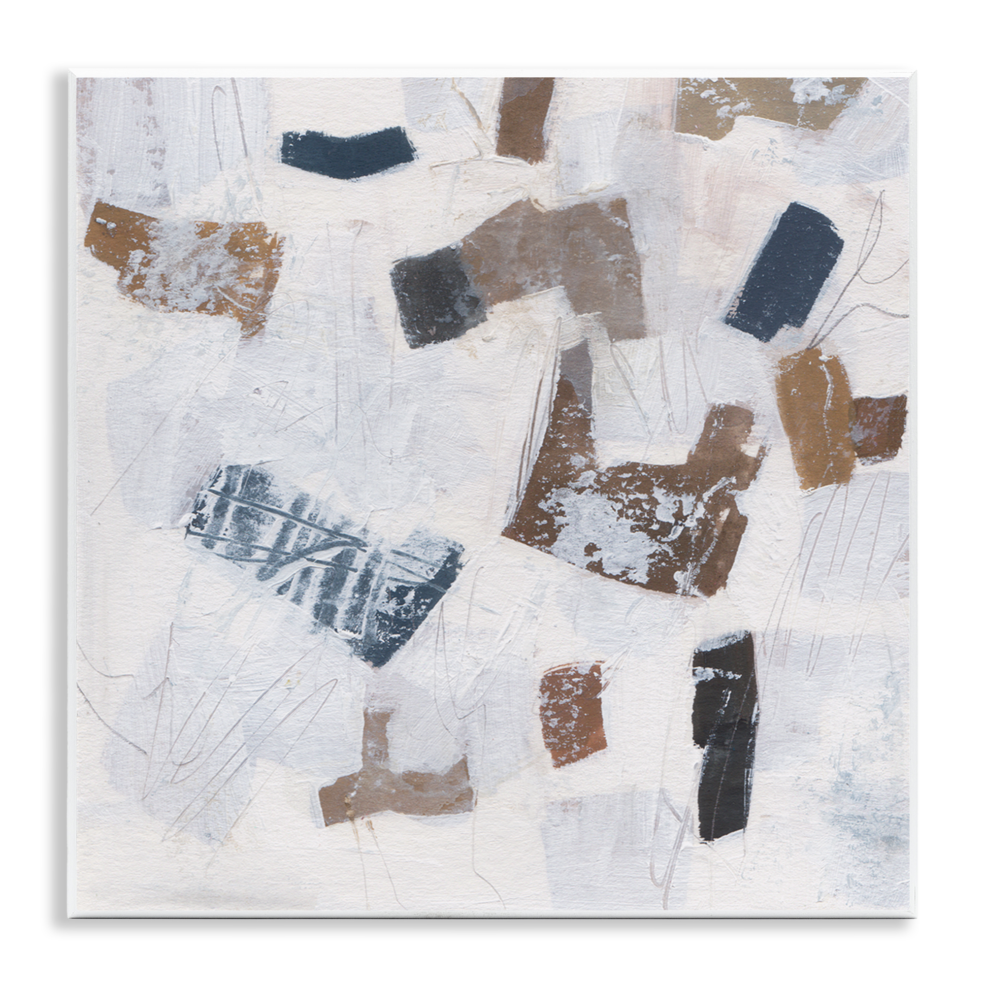 Stupell Industries Rustic Abstract Forms Abstract Painting Unframed Art Print Wall Art, 12 x 12