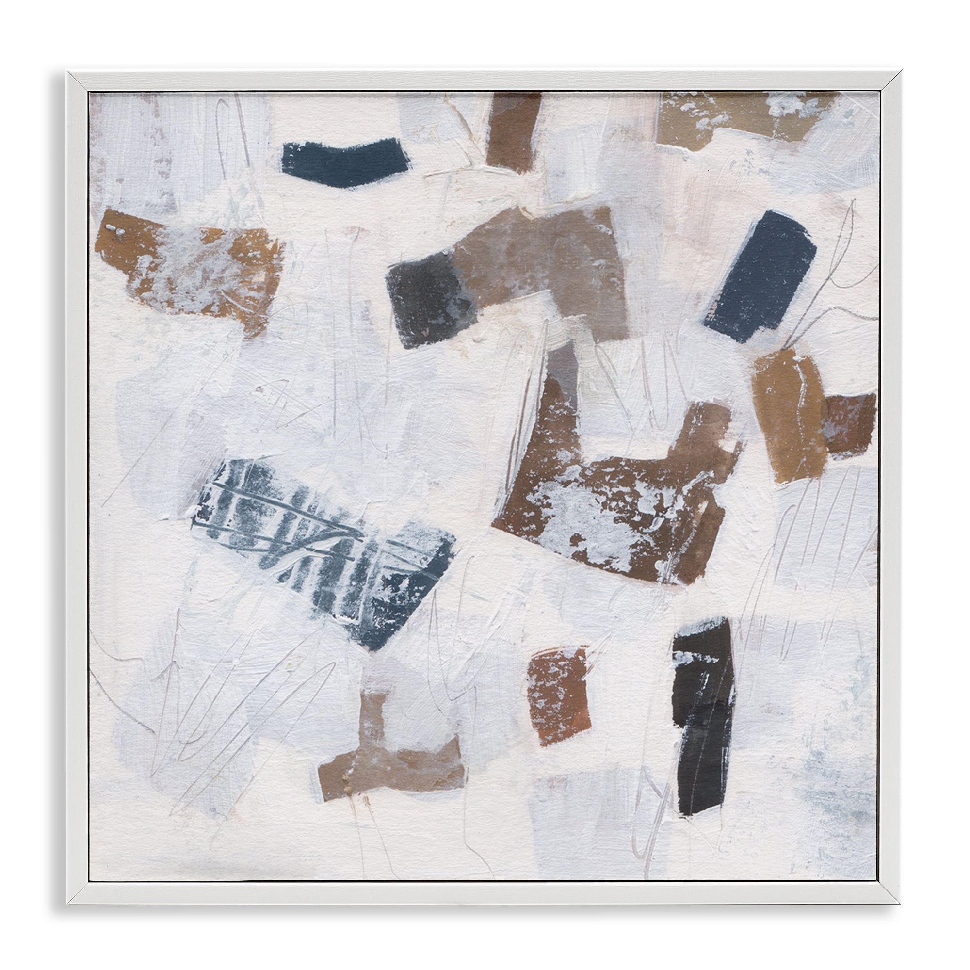 Stupell Industries Rustic Abstract Forms Abstract Painting White Framed Art Print Wall Art, 12 x 12