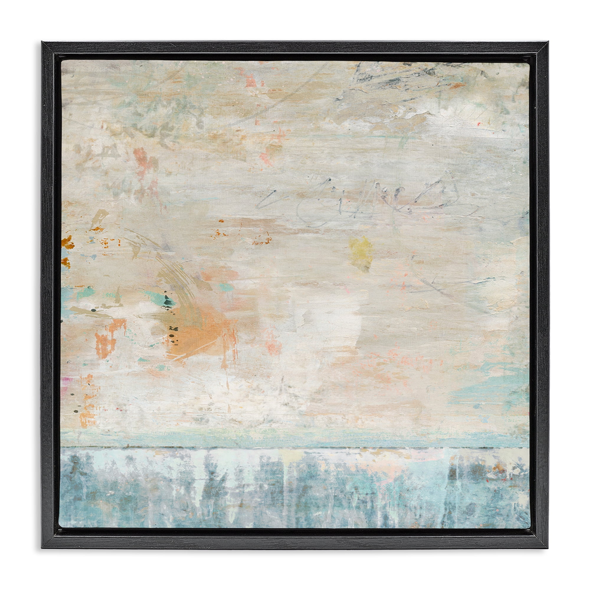 Stupell Industries Rustic Abstract Paint Strokes Abstract Painting Black Floater Framed Canvas Art Print Wall Art, 25 x 25