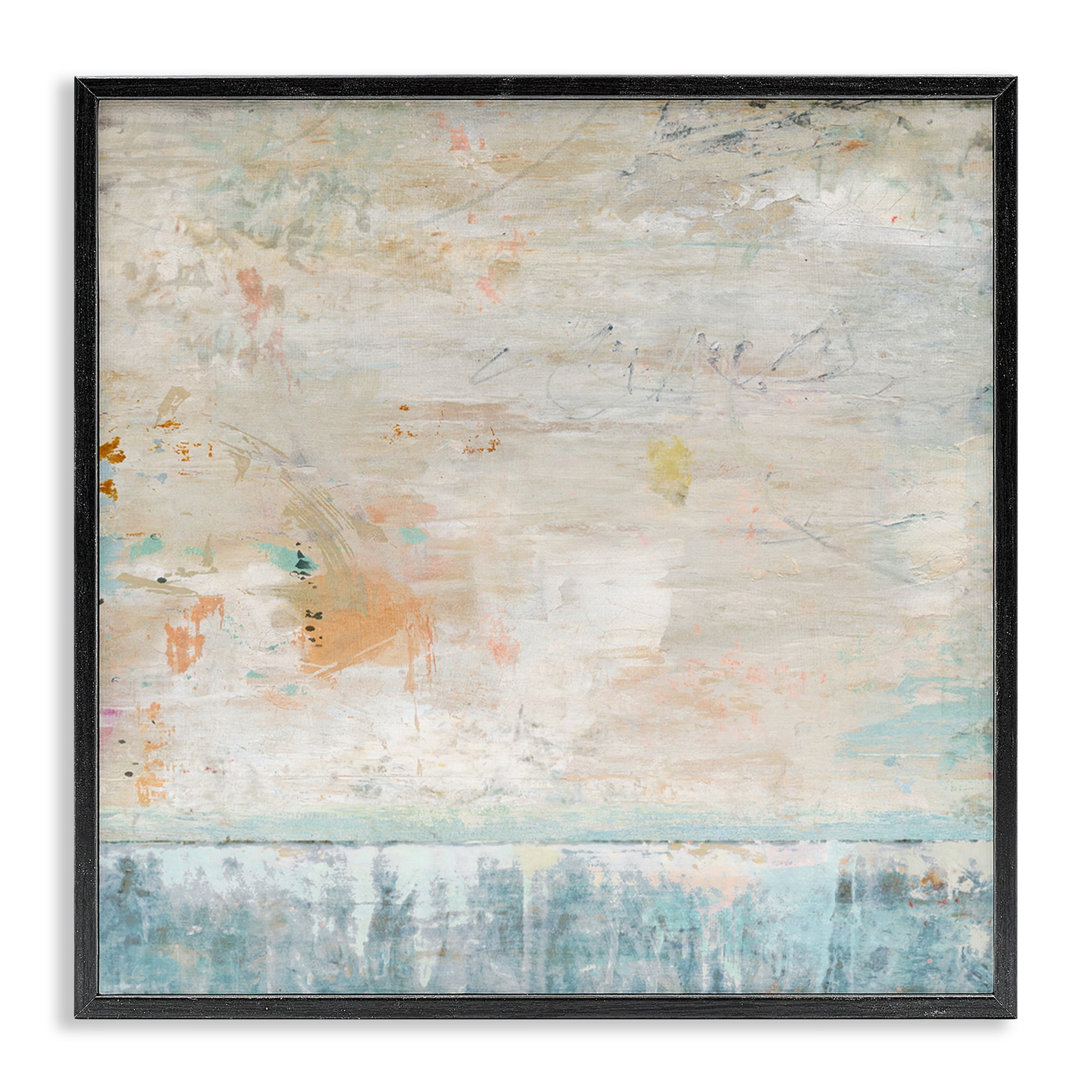 Stupell Industries Rustic Abstract Paint Strokes Abstract Painting Black Framed Art Print Wall Art, 17 x 17